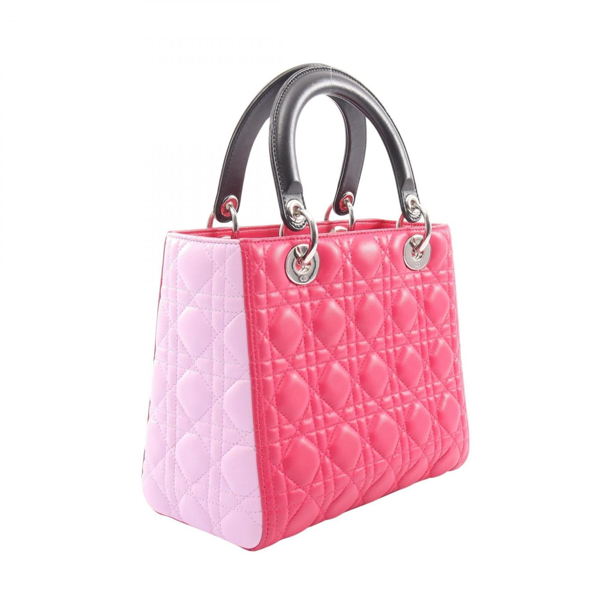 Christian Dior Black Pink Purple Leather Handbag (Pre-Owned)