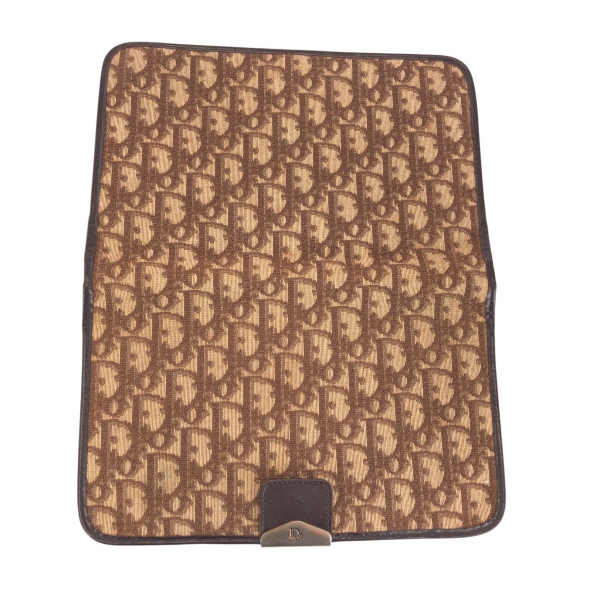Christian Dior Beige Brown Leather Jacquard Handbag Shoulder Bag (Pre-Owned)