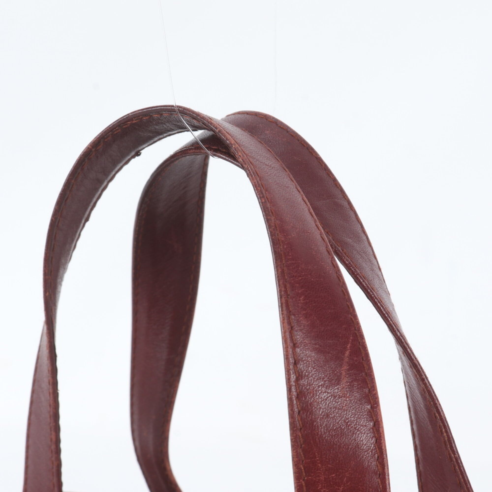 Cartier Wine Red Leather Handbag Shoulder Bag Tote Bag (Pre-Owned)