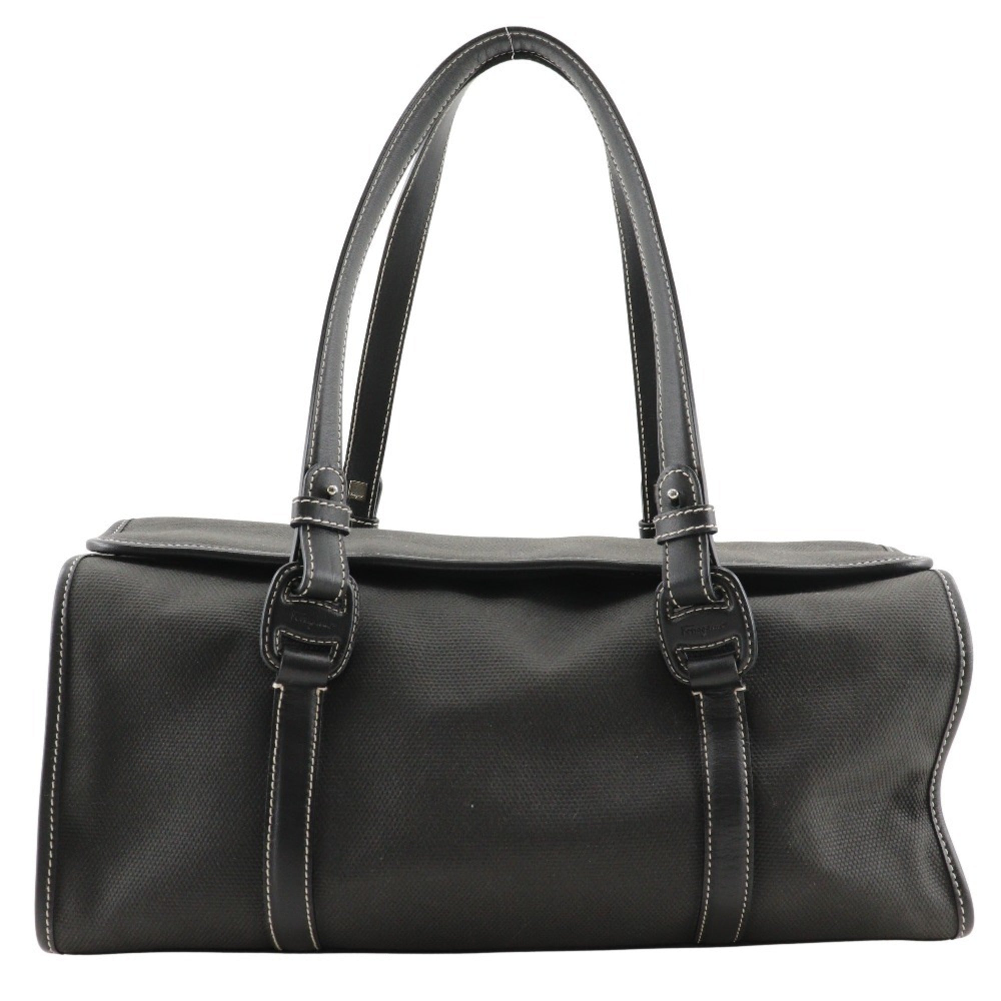 Salvatore Ferragamo Black Canvas Handbag (Pre-Owned)