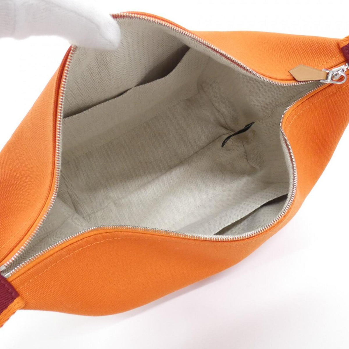 Hermes Feu Orange Canvas Pouch (Pre-Owned)