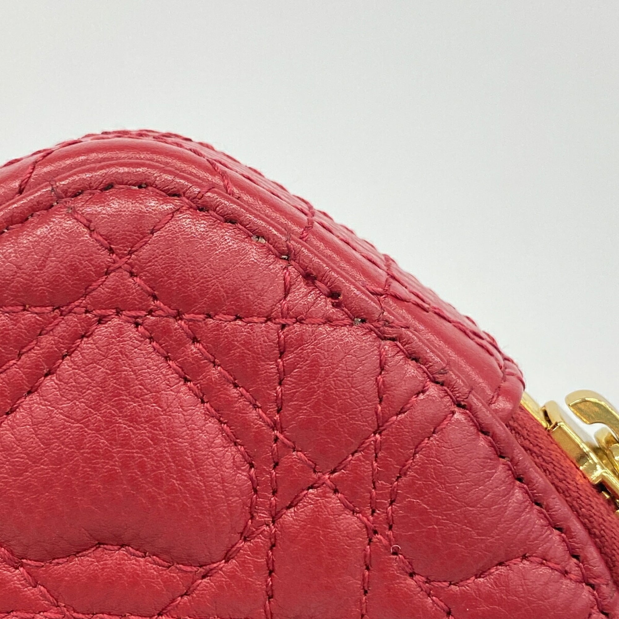 Christian Dior Red Color Leather Shoulder Bag (Pre-Owned)