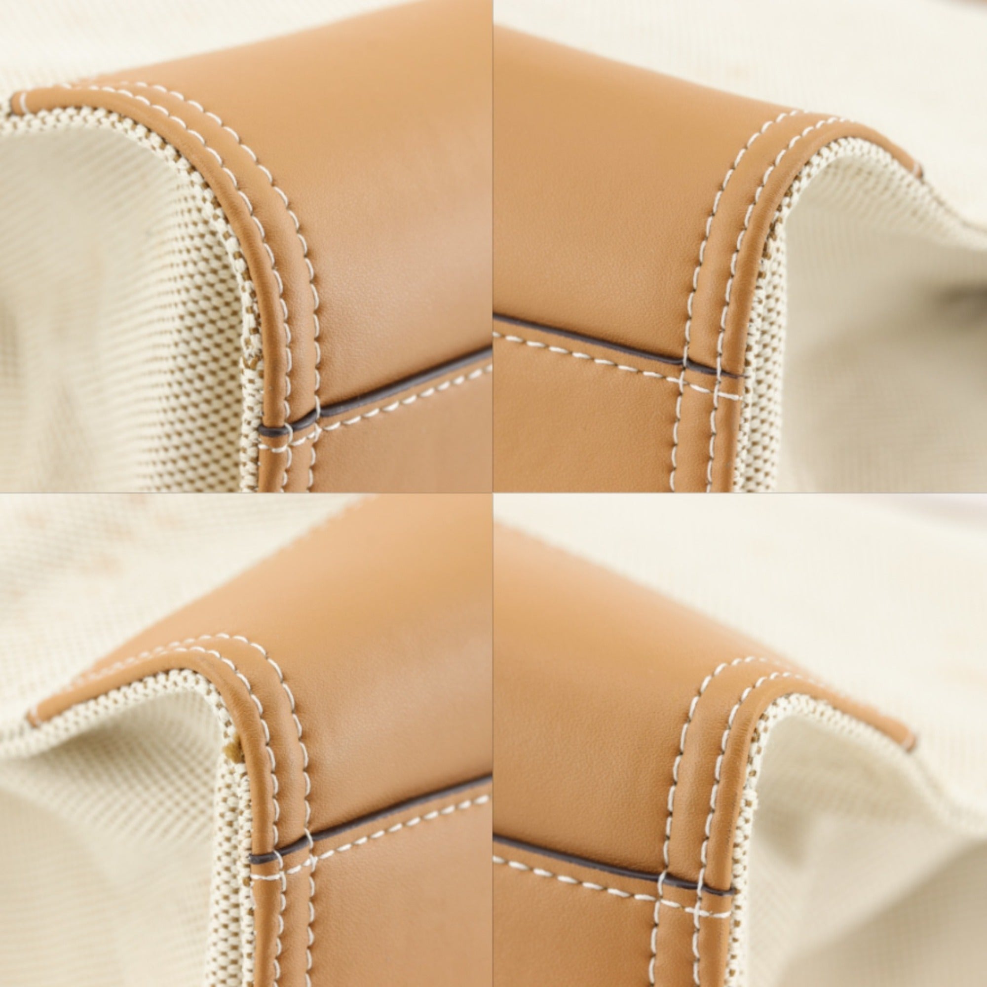 Tory Burch Beige Canvas Leather Tote Bag (Pre-Owned)