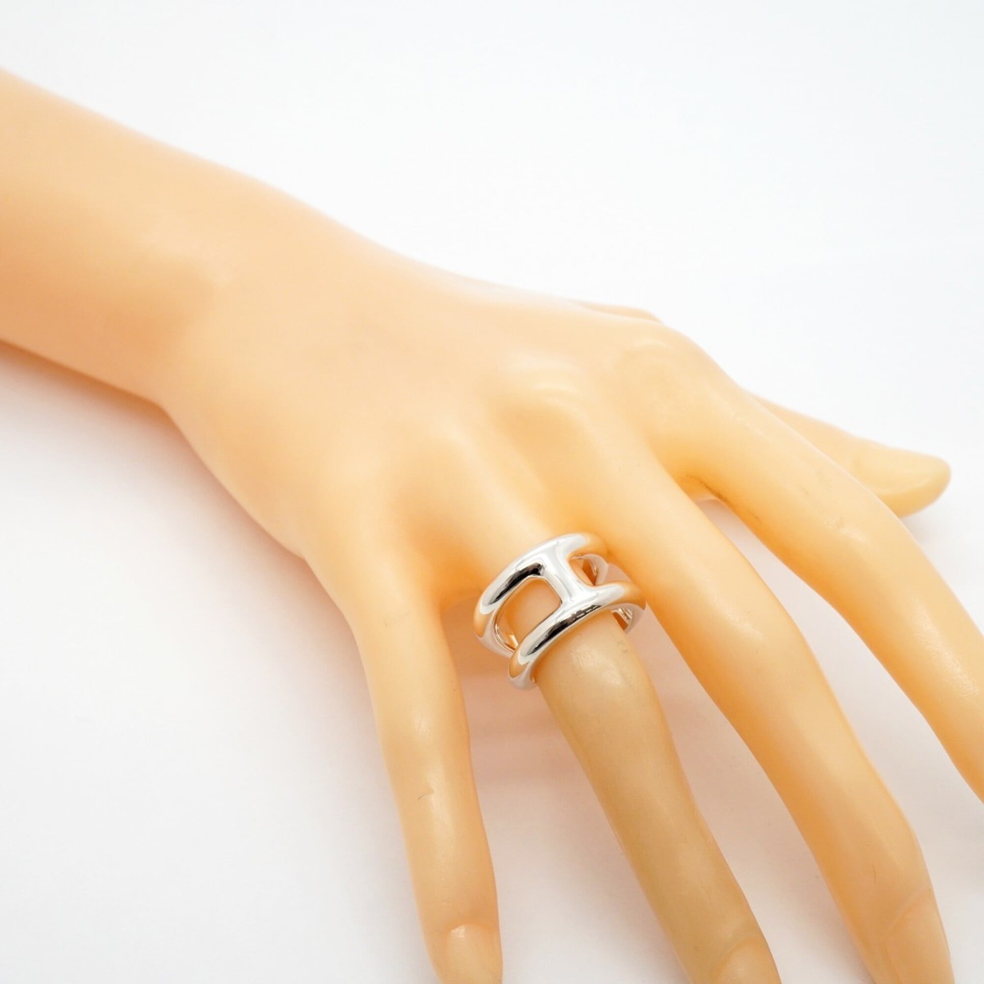 Hermes Silver 925 Band Ring (Pre-Owned)