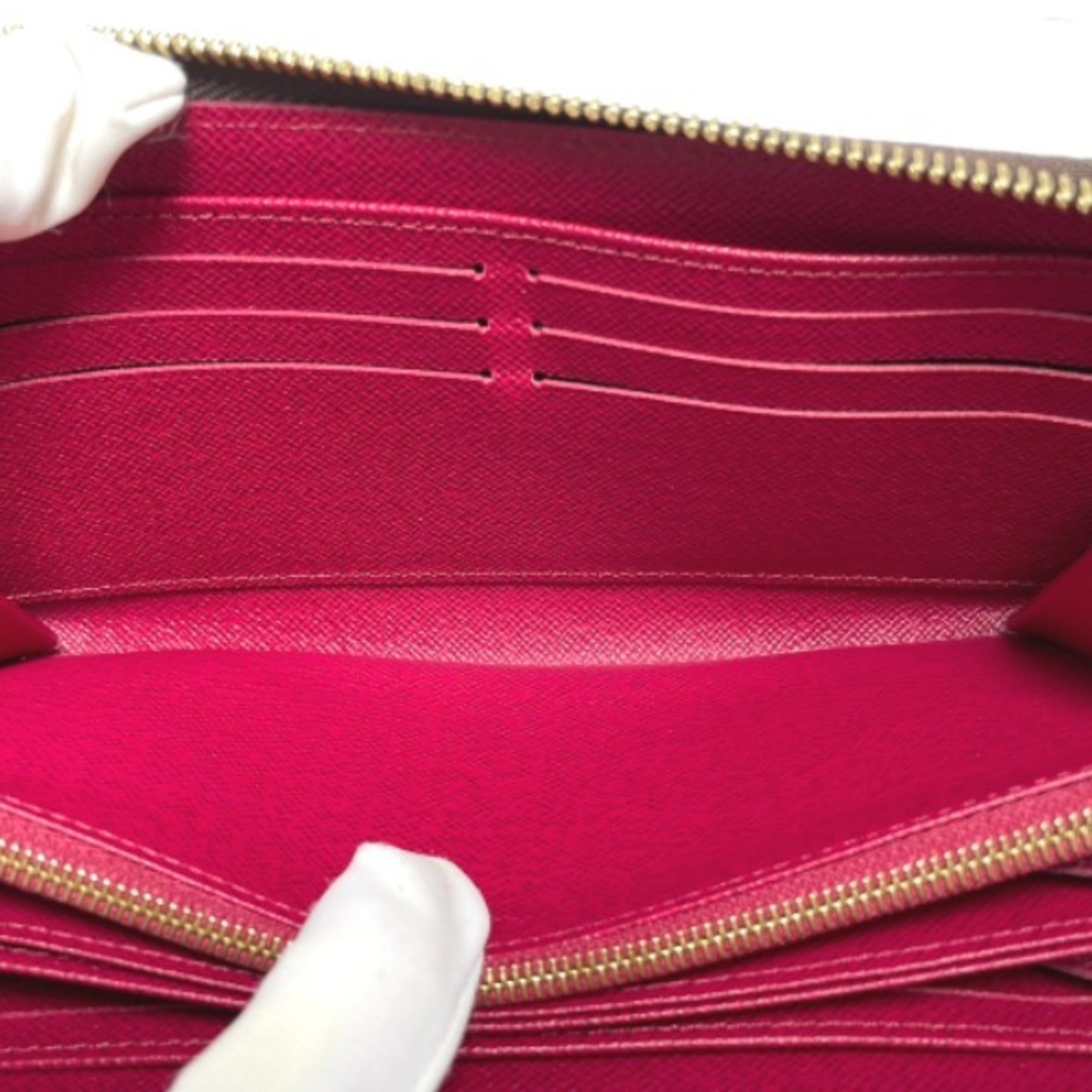Louis Vuitton Brown Fuchsia Monogram Long Wallet (Bi-Fold) (Pre-Owned)