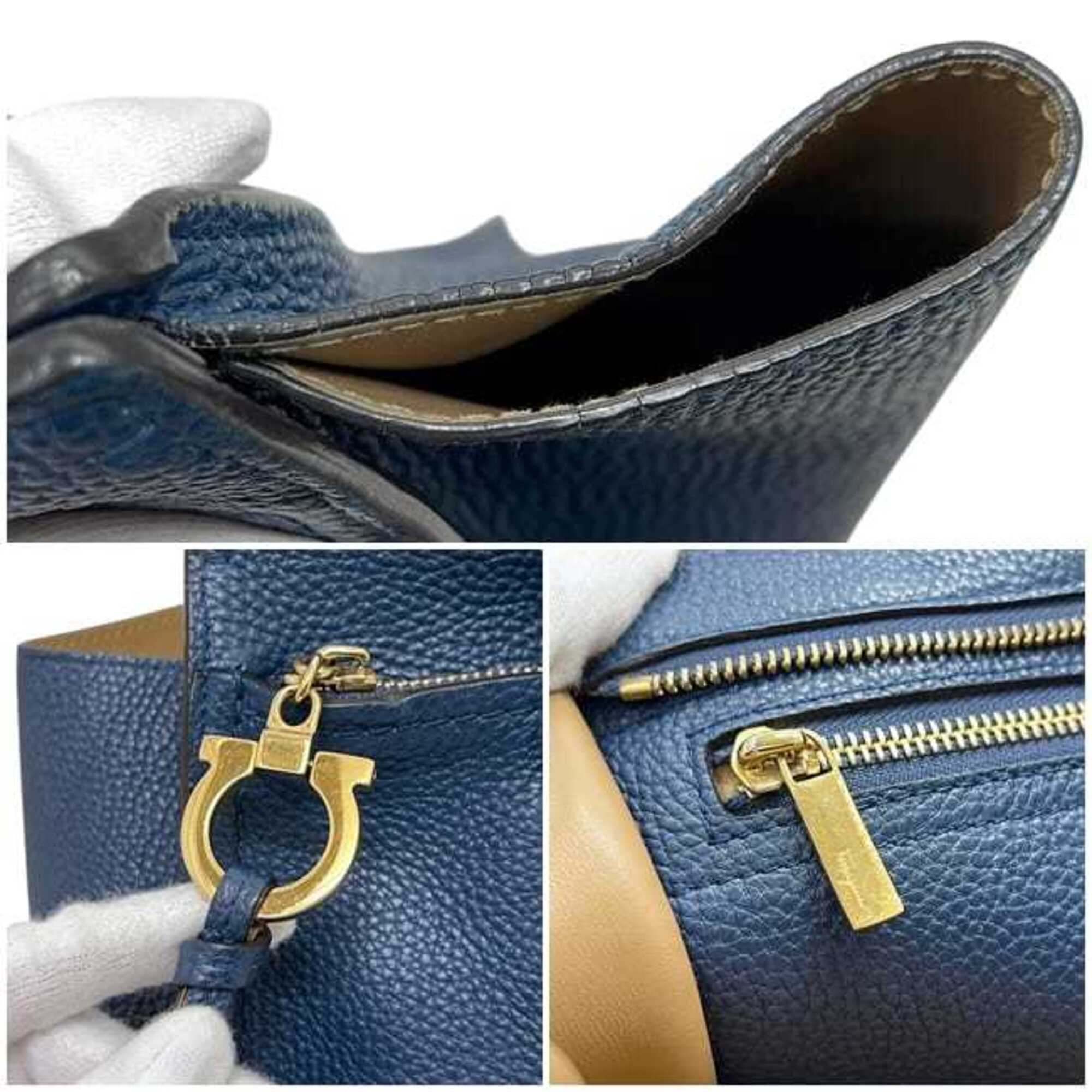 Salvatore Ferragamo Blue Leather Tote Bag (Pre-Owned)