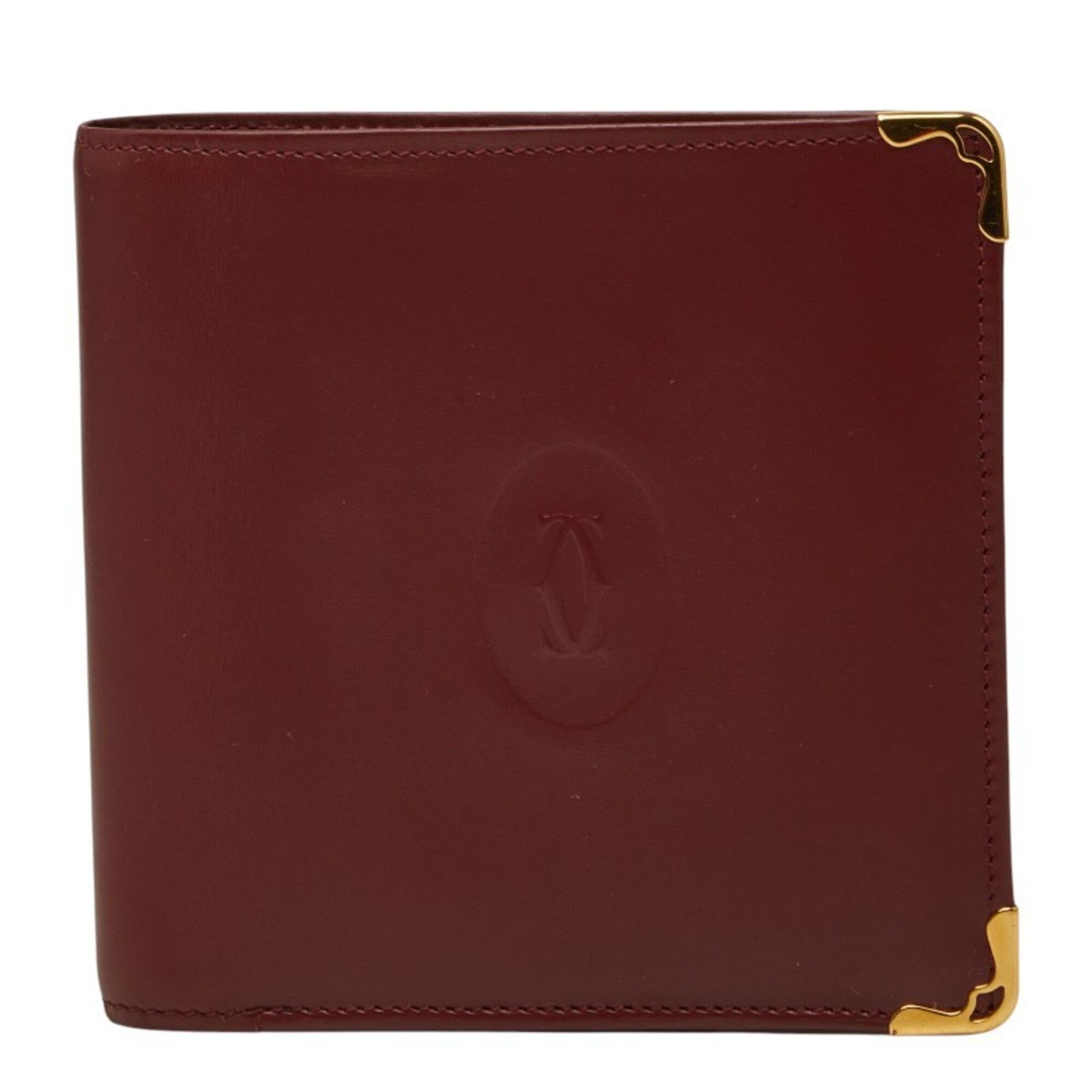Cartier Must Bordeaux Wine Red Leather Wallet (Bi-Fold) (Pre-Owned)
