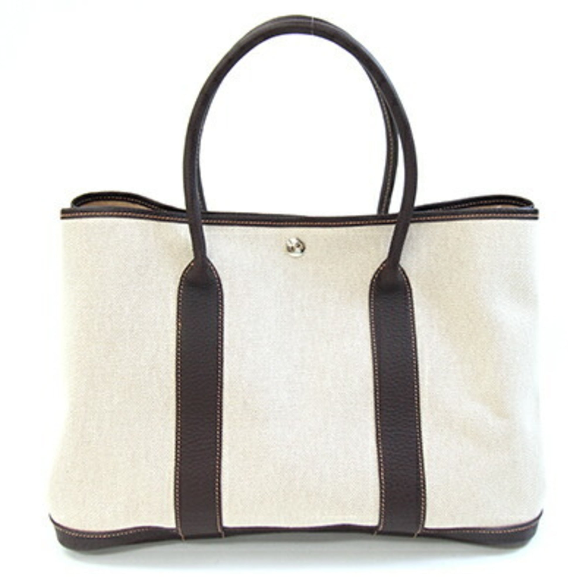 Hermes Brown Marron Yellow Toile H Leather Handbag Tote Bag (Pre-Owned)