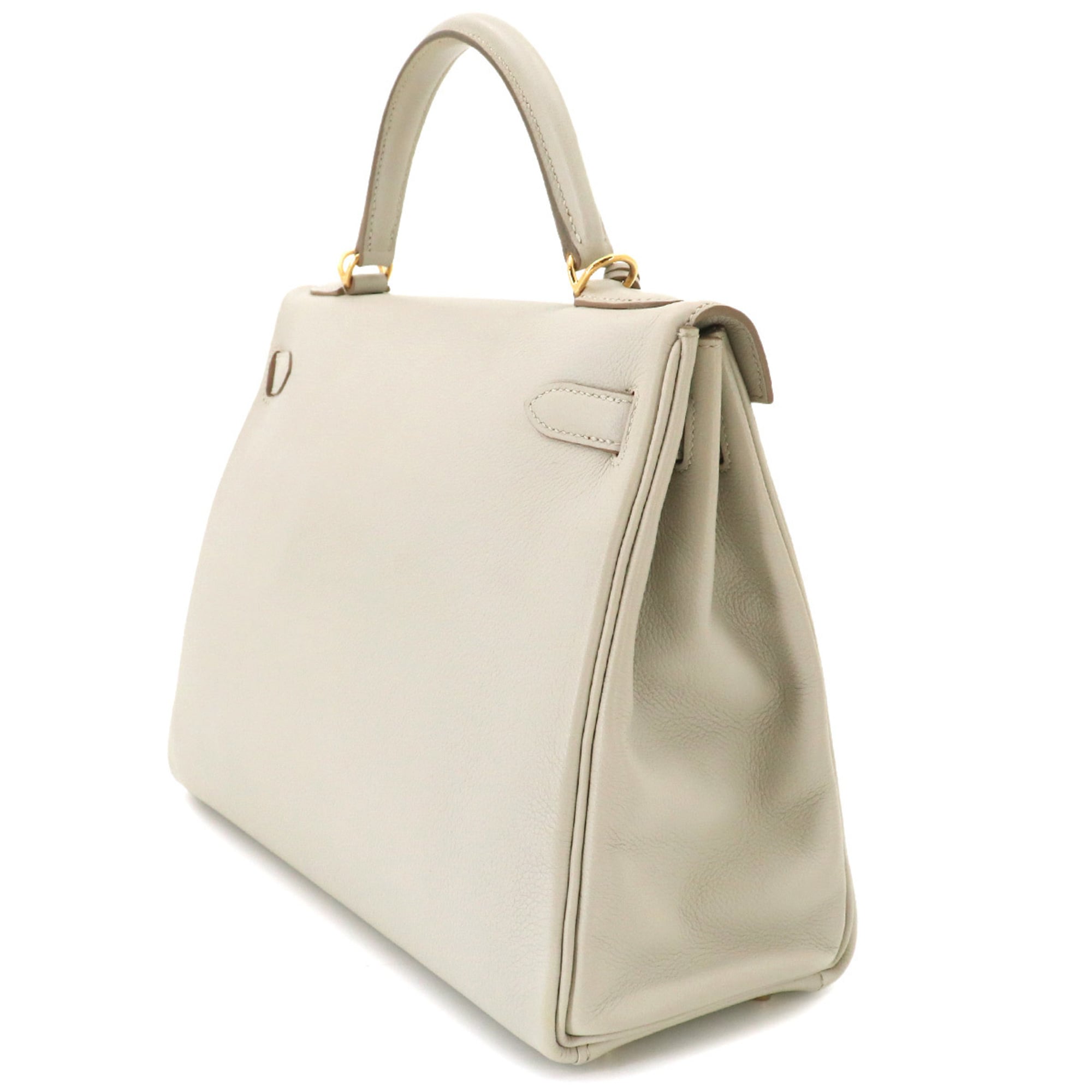 Hermes White Evercalf Leather Handbag Shoulder Bag (Pre-Owned)