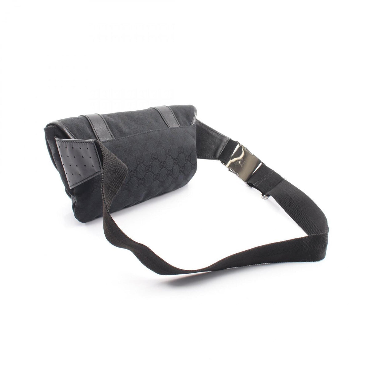 Gucci Black Canvas Leather Fanny Pack Handbag (Pre-Owned)