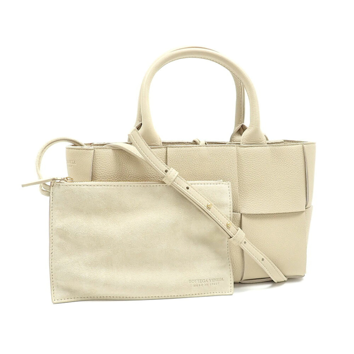 Bottega Veneta Beige Leather Handbag Pouch (Pre-Owned)