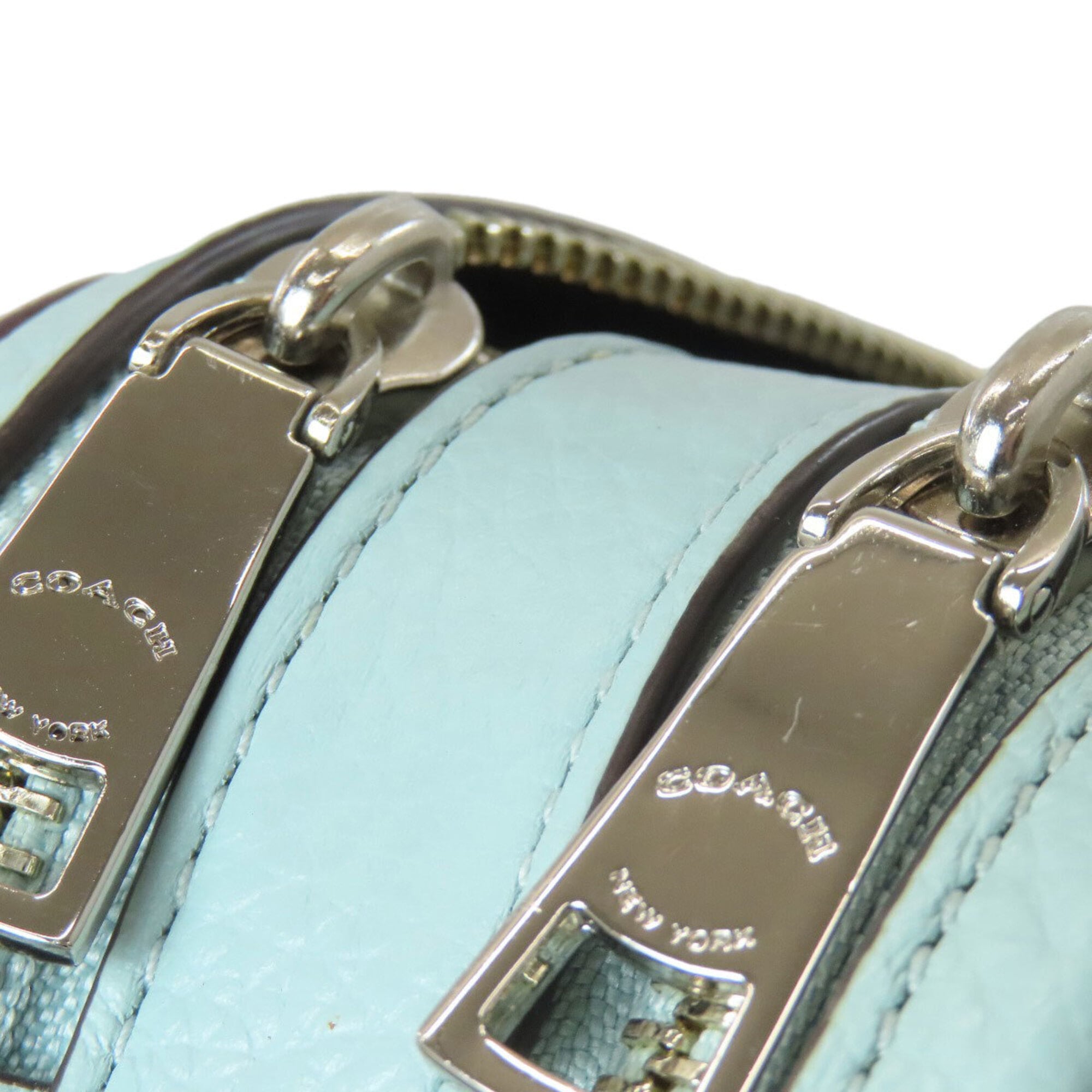 Coach Light Blue Navy White Leather Shoulder Bag (Pre-Owned)