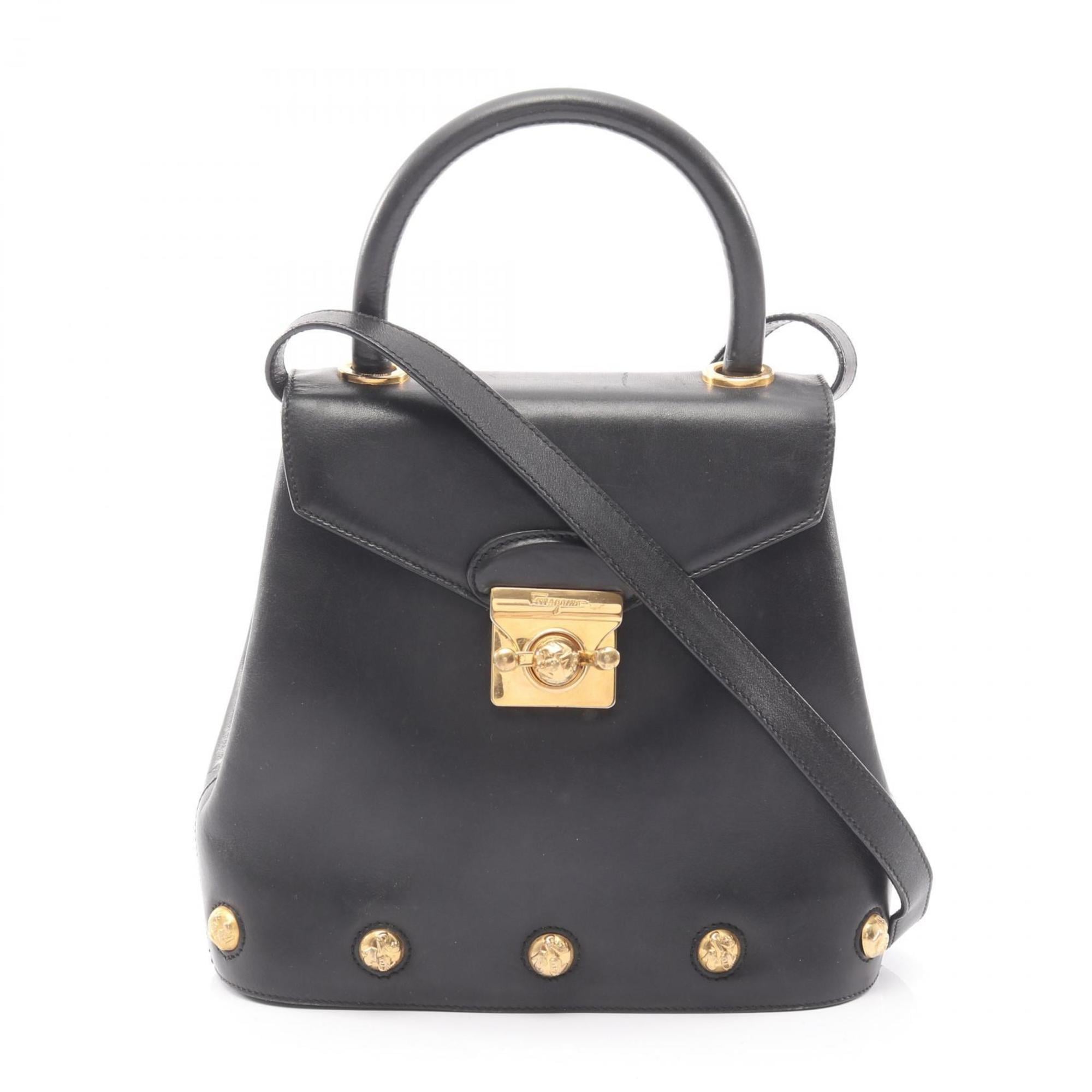 Salvatore Ferragamo Black Leather Handbag (Pre-Owned)