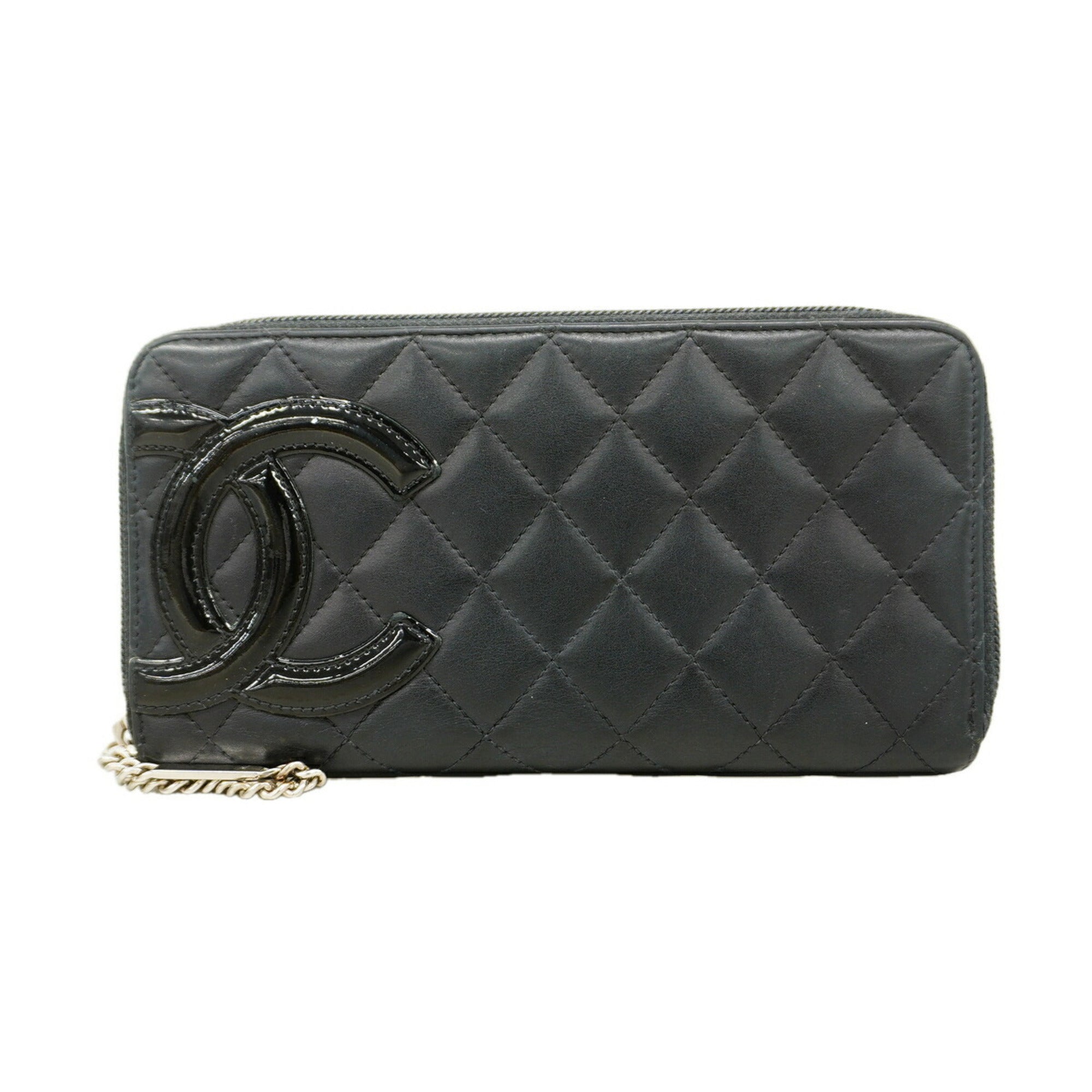 Chanel Black Leather Long Wallet (Bi-Fold) (Pre-Owned)