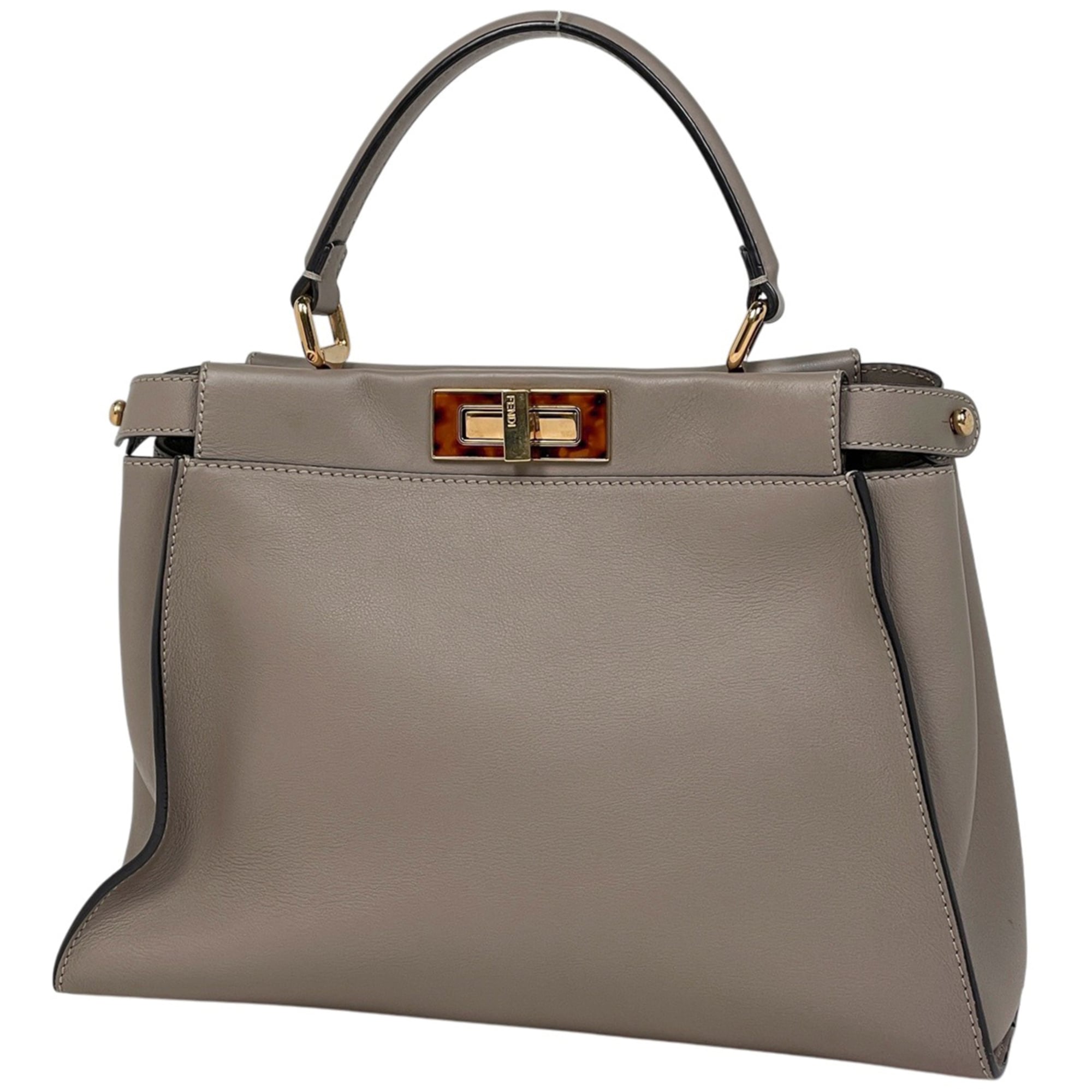 Fendi Peekaboo Grayish Leather Handbag Shoulder Bag (Pre-Owned)