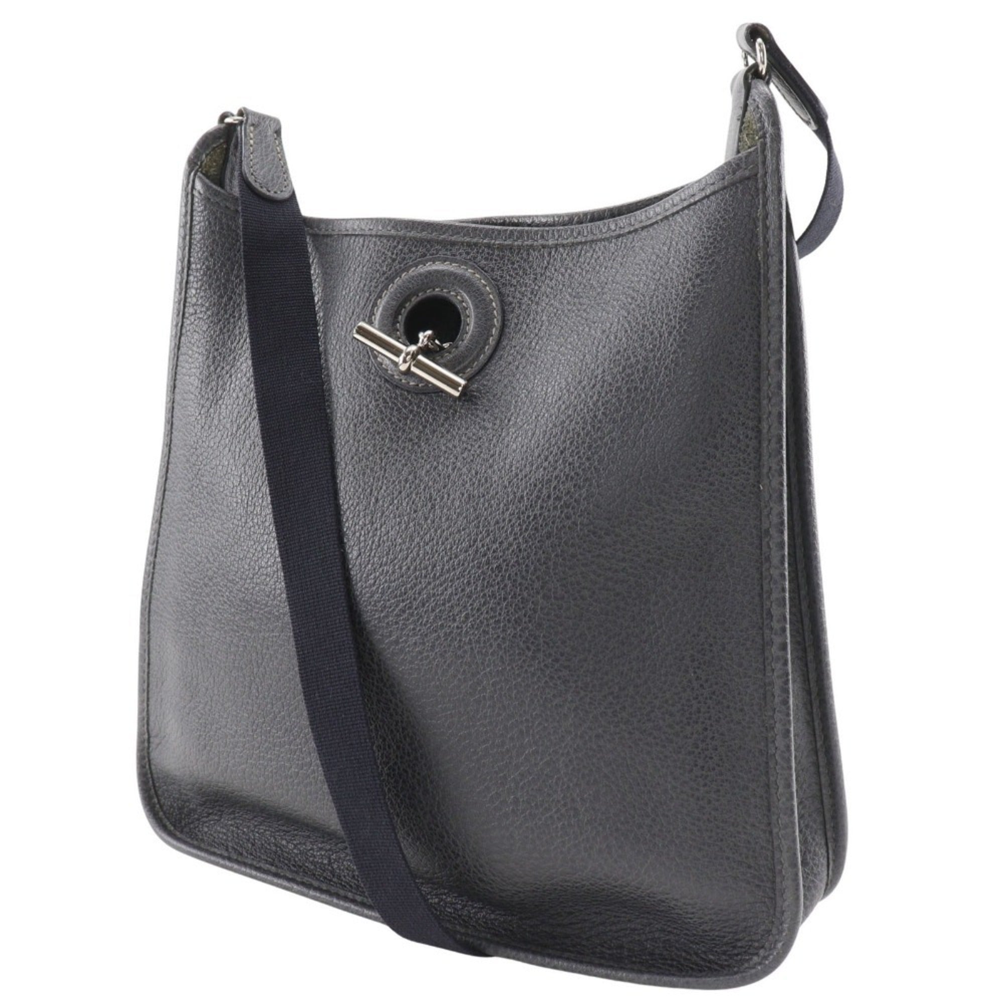 Hermes Black Gray Leather Shoulder Bag (Pre-Owned)