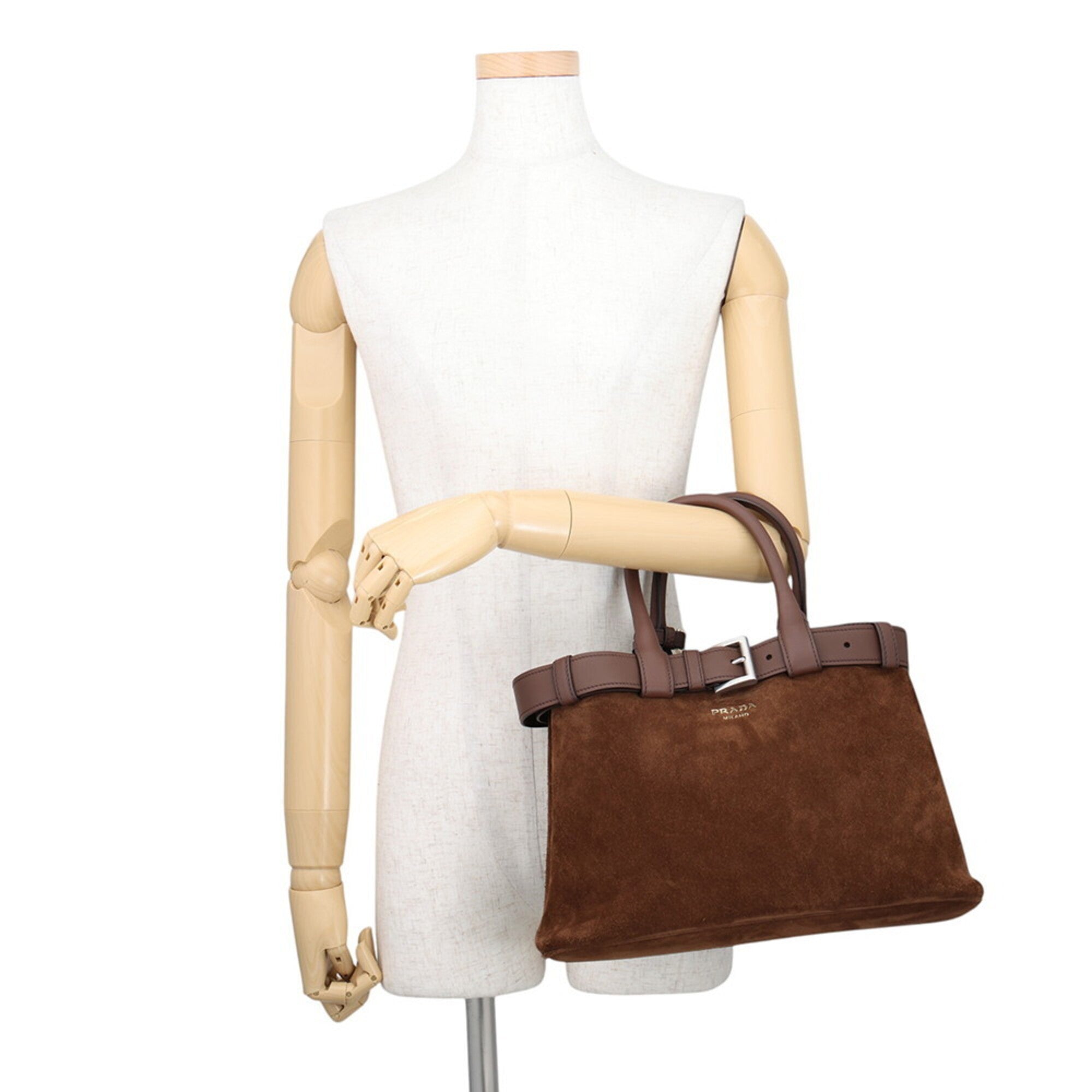 Prada Brown Cocoa Suede Handbag Shoulder Bag (Pre-Owned)