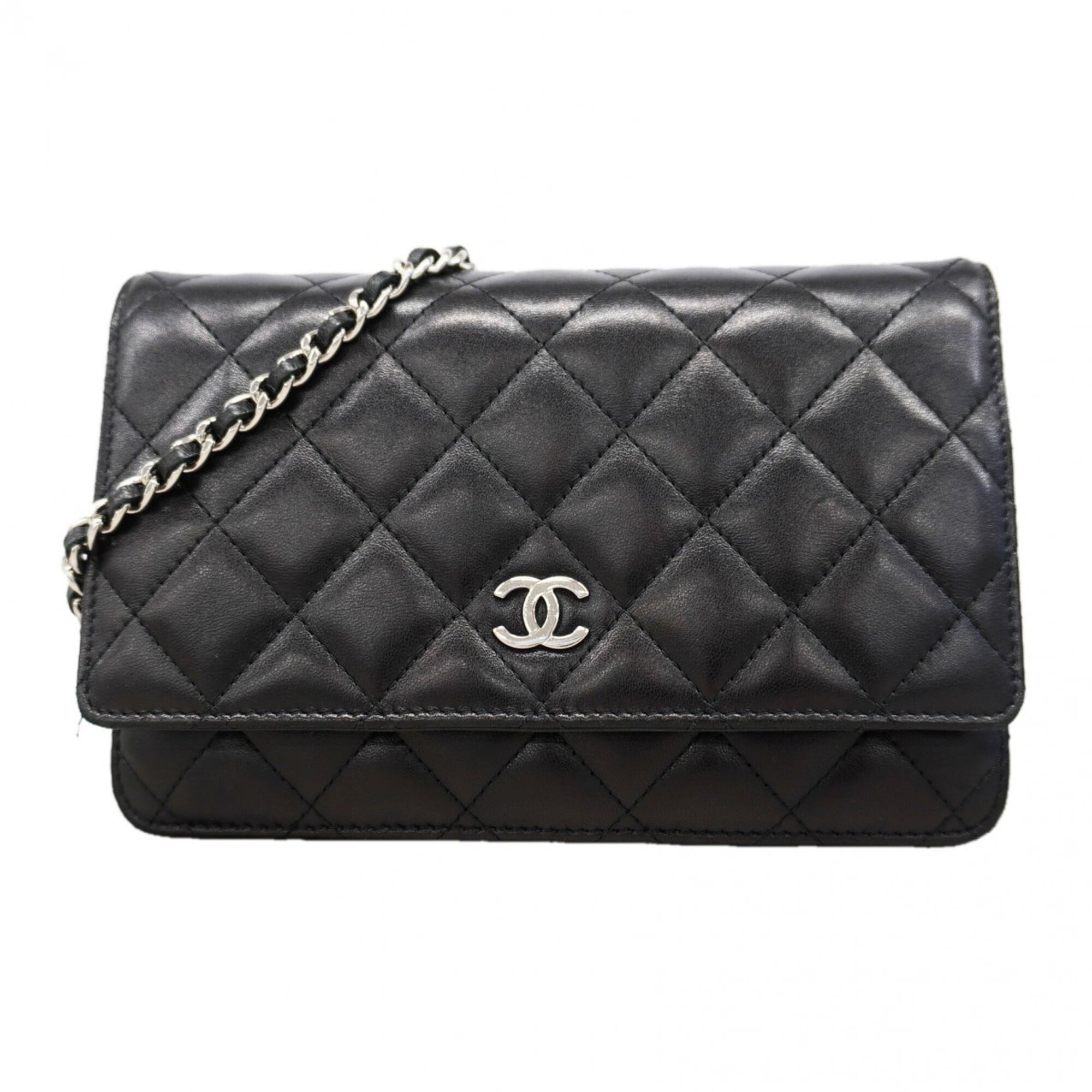 Chanel Black Leather Chain/Shoulder Wallet (Pre-Owned)