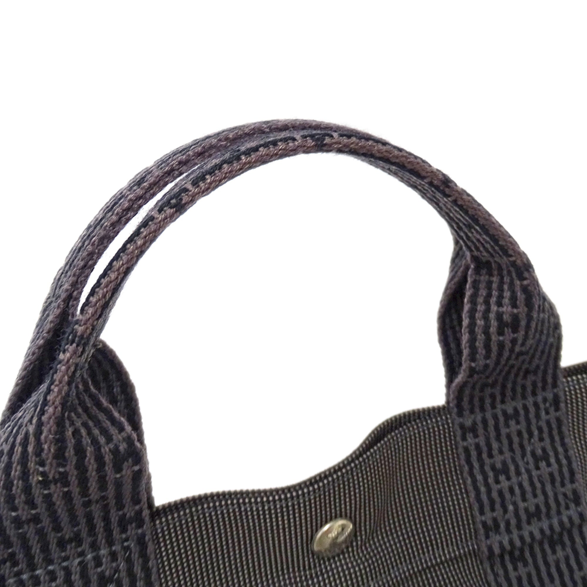 Hermes Black Canvas Handbag Tote Bag (Pre-Owned)