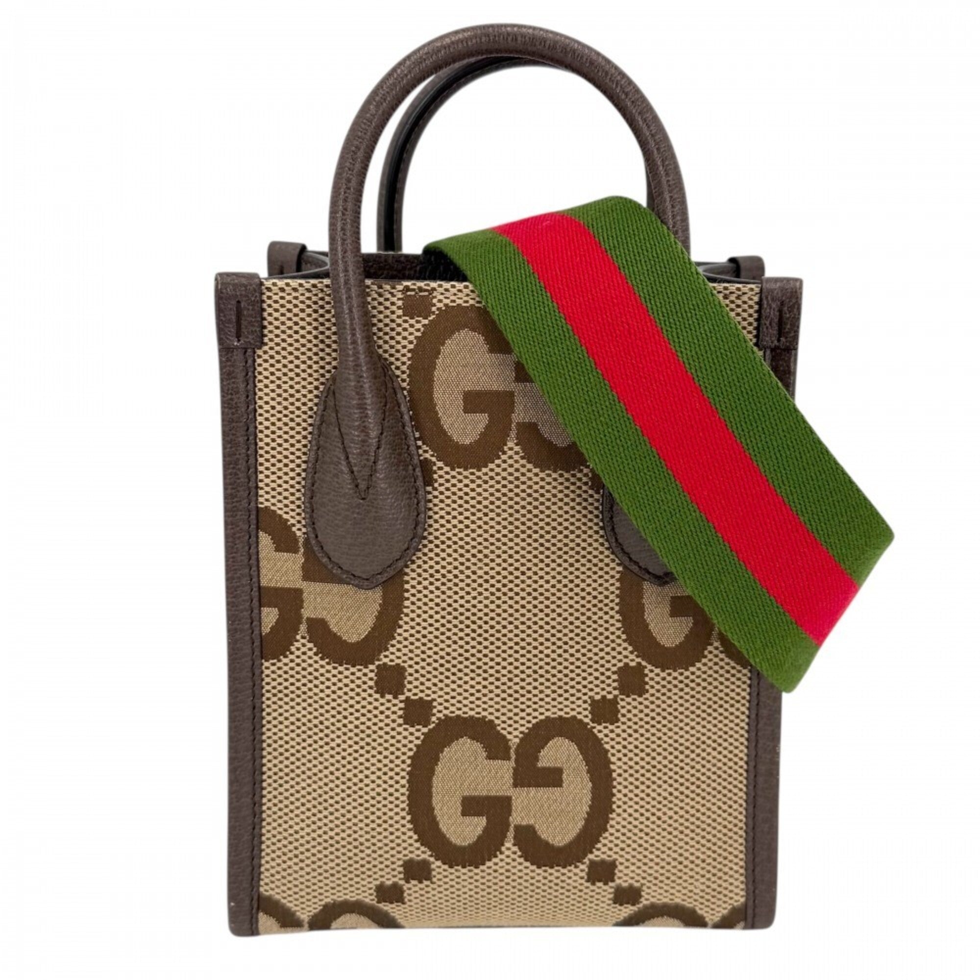 Gucci Beige Brown Gg Canvas Leather Handbag Shoulder Bag (Pre-Owned)