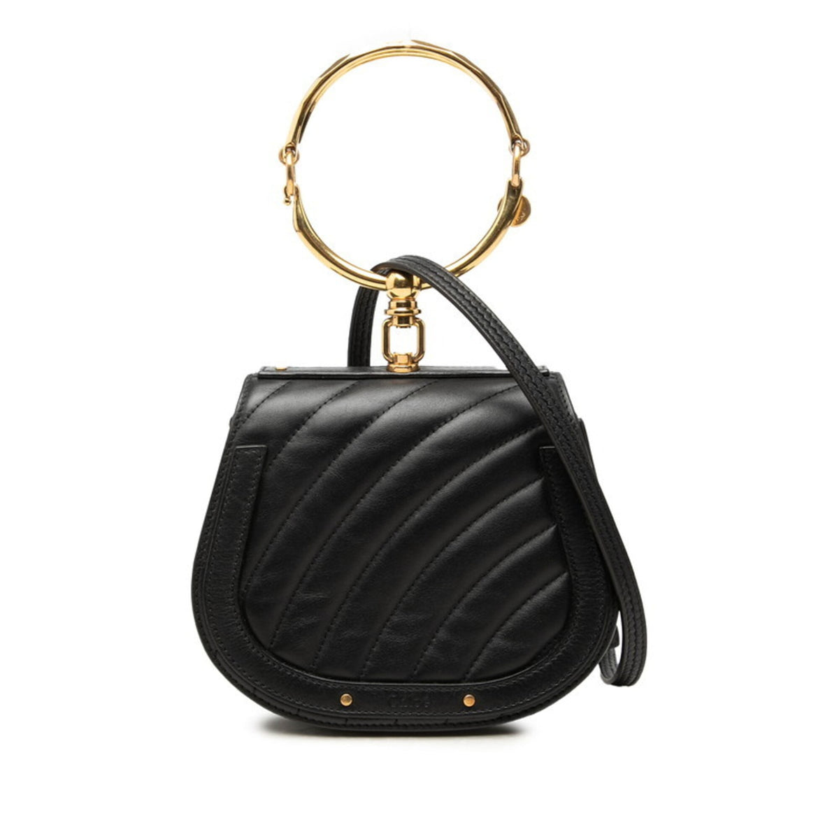 Chloé Black Gold Leather Handbag Shoulder Bag (Pre-Owned)