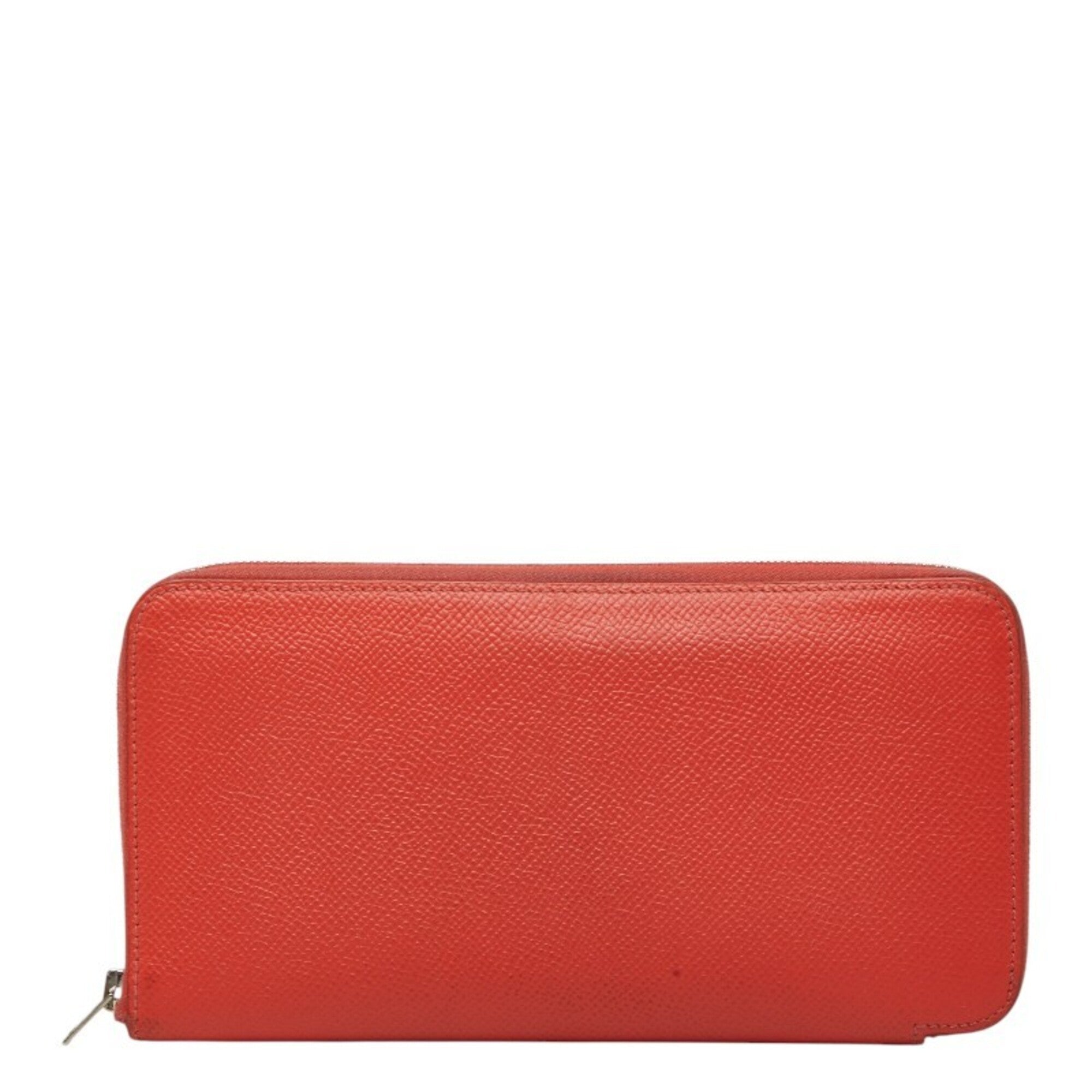Hermes Silk'in Red Color Epsom Leather Long Wallet (Bi-Fold) (Pre-Owned)