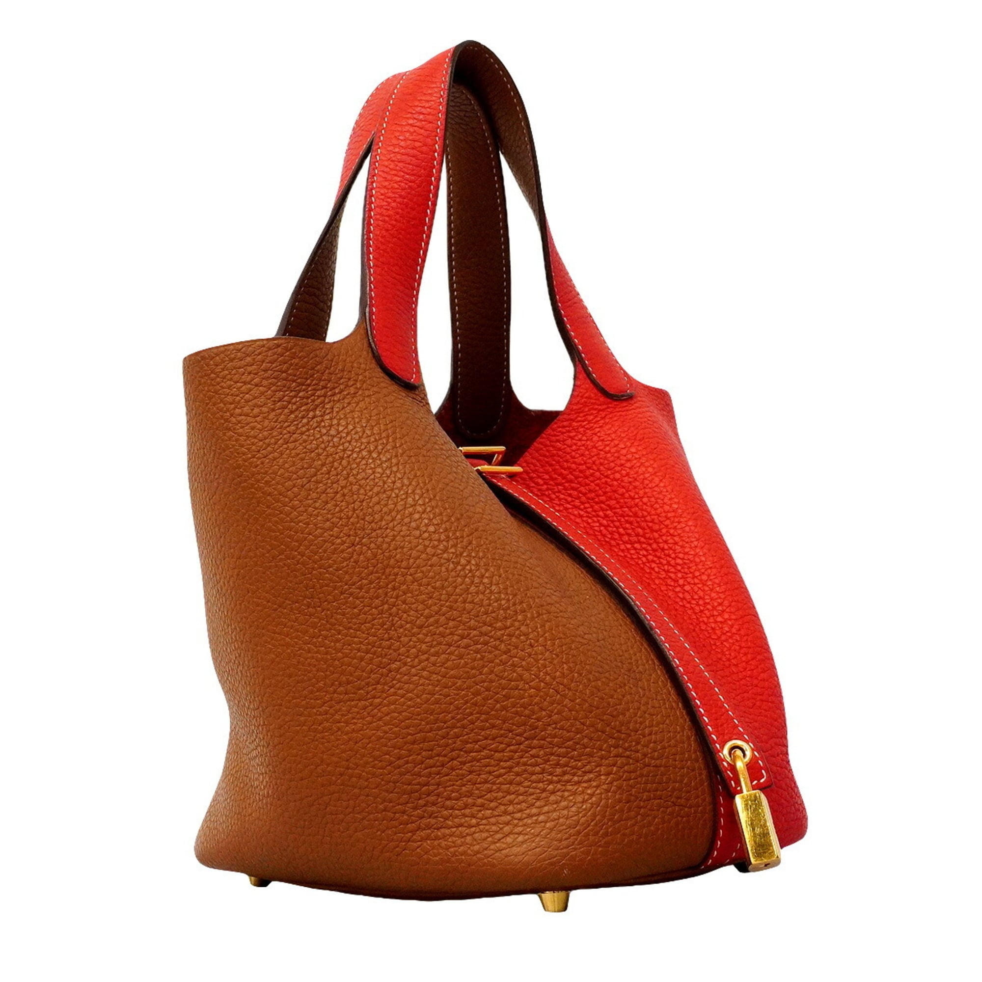 Hermes Gold Taurillon Clemence Leather Handbag (Pre-Owned)