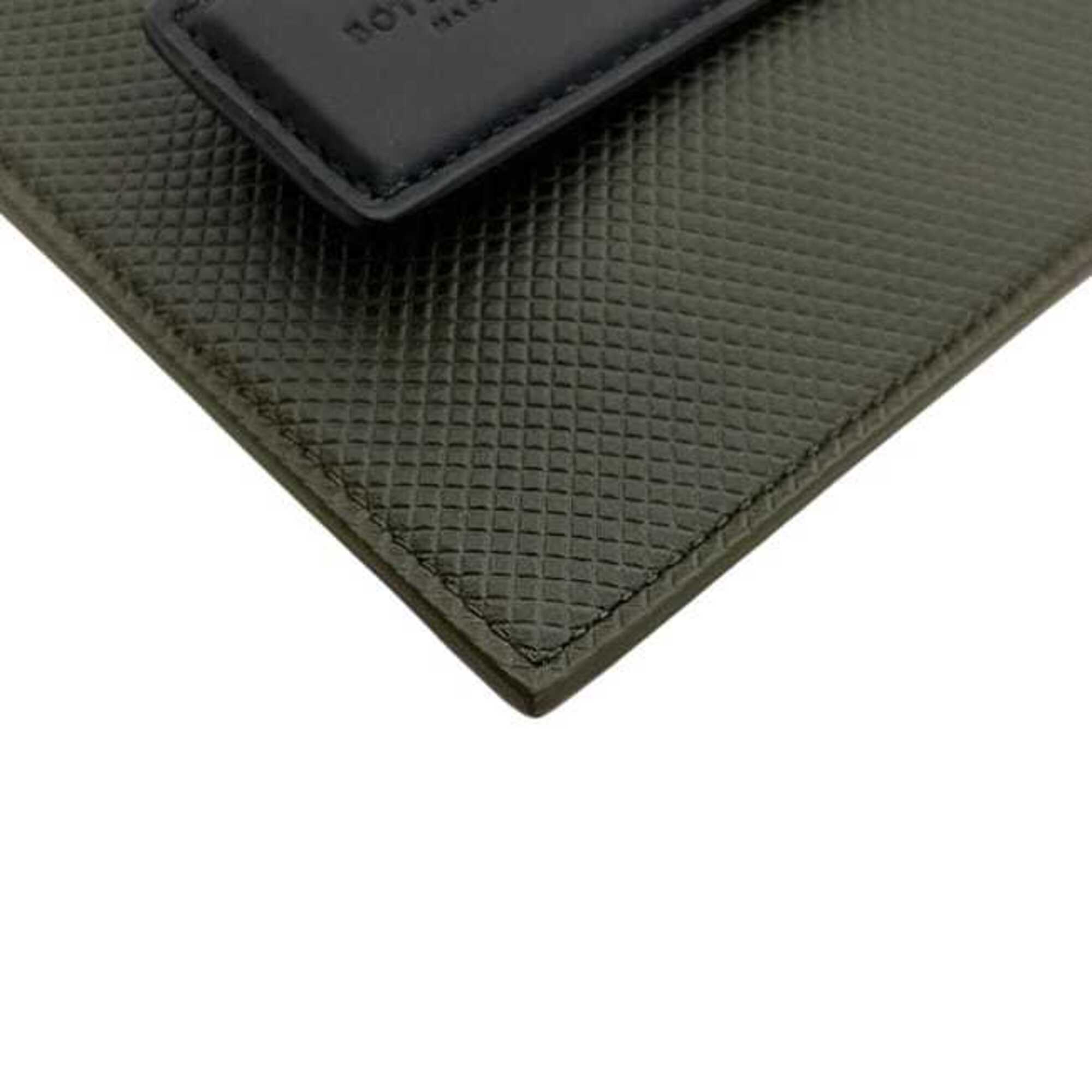 Bottega Veneta Black Green Khaki Leather Clutch Bag (Pre-Owned)