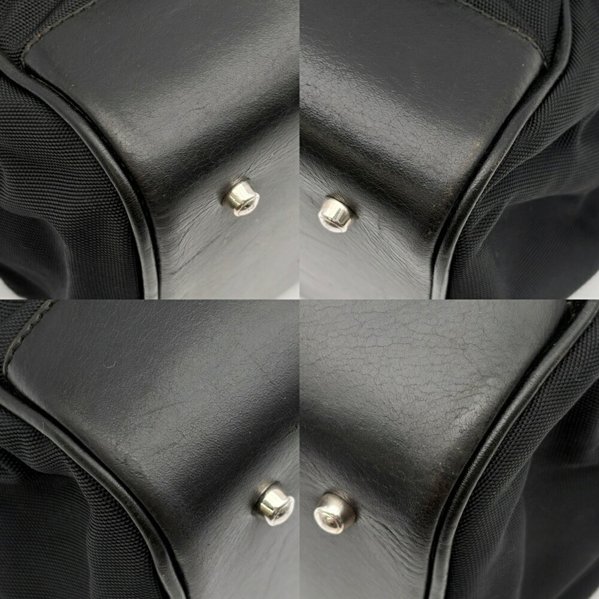 Gucci Black Nylon Leather Tote Bag (Pre-Owned)