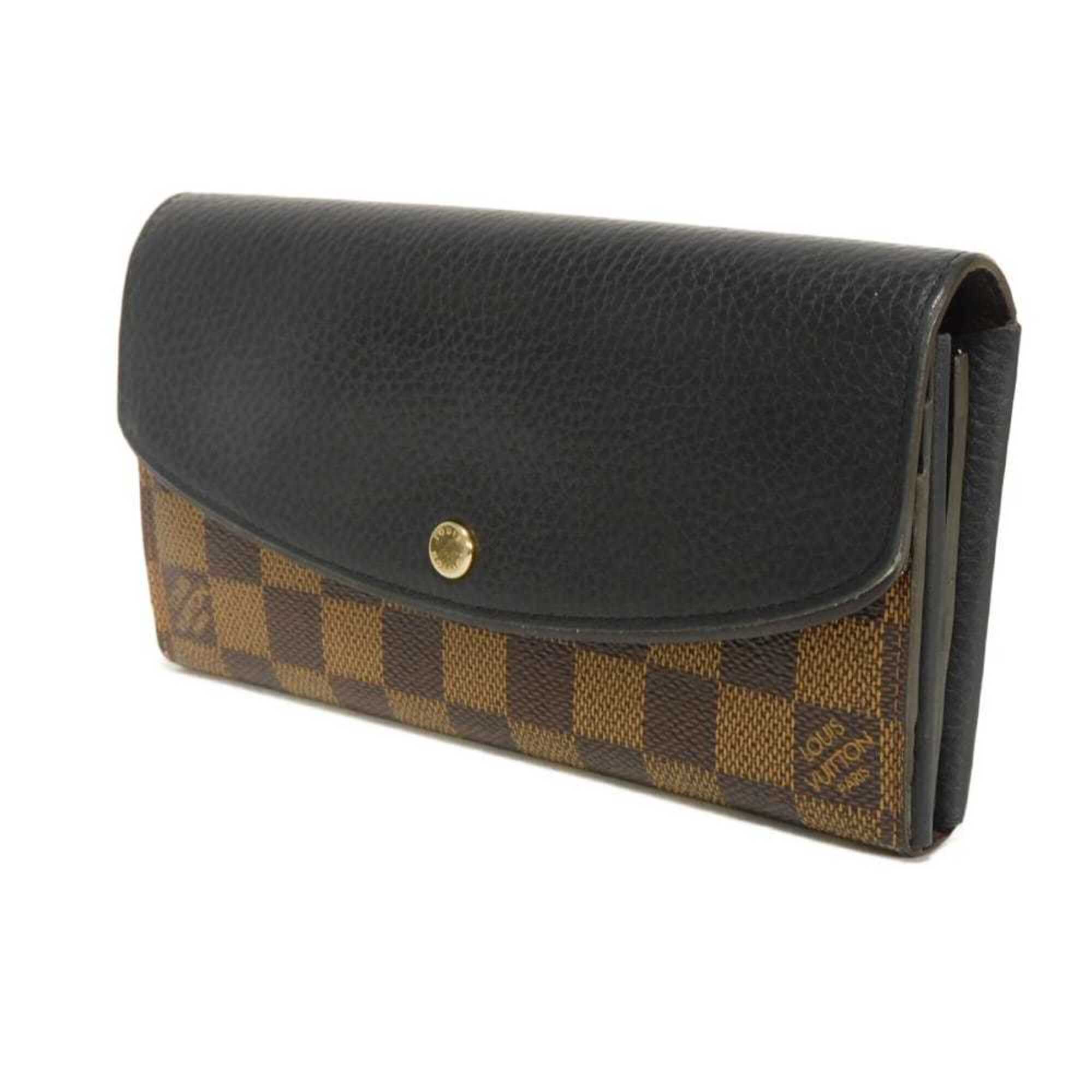 Louis Vuitton Black Brown Damier Canvas Noir Damier Canvas Leather Long Wallet (Bi-Fold) (Pre-Owned)