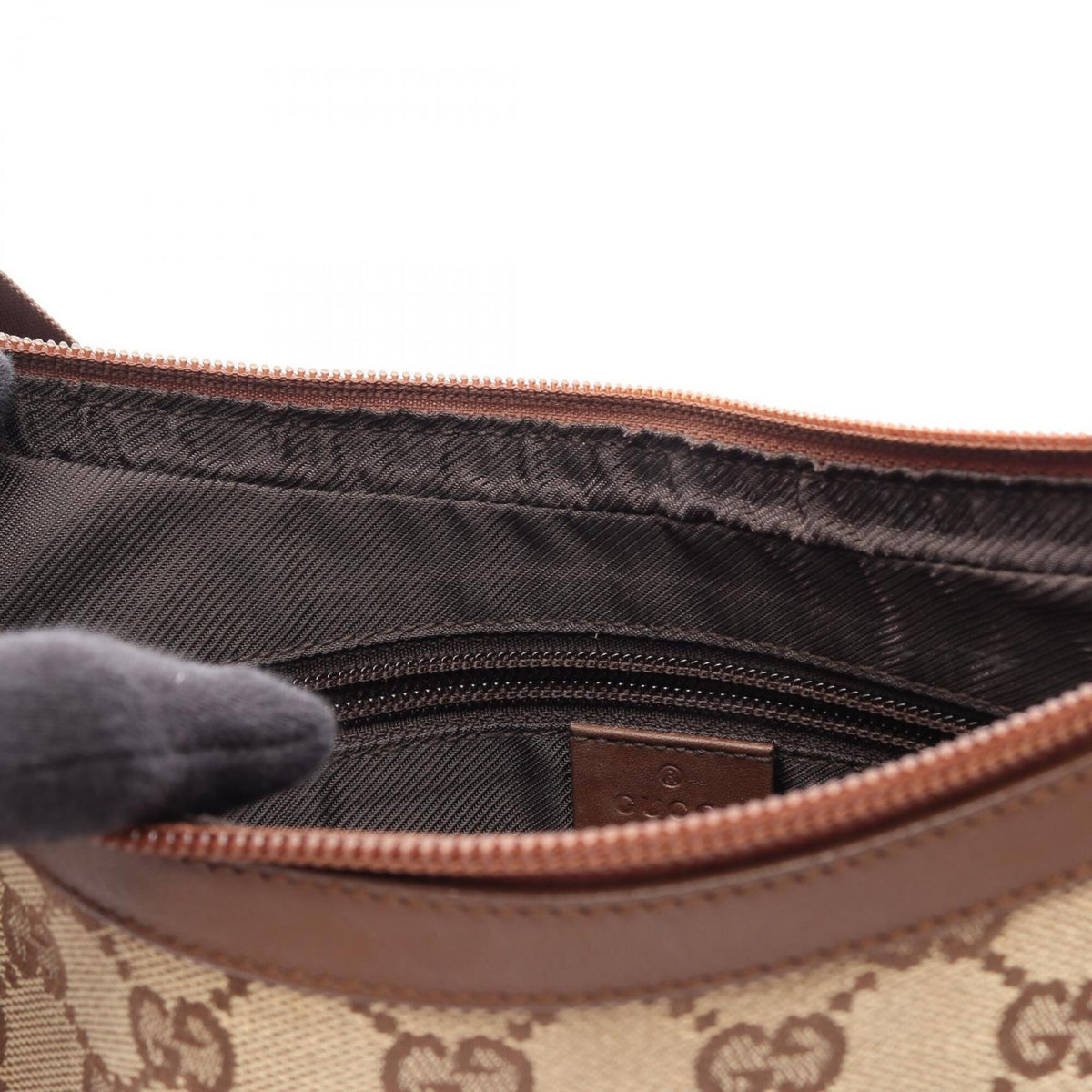 Gucci Beige Brown Canvas Leather Handbag Shoulder Bag (Pre-Owned)