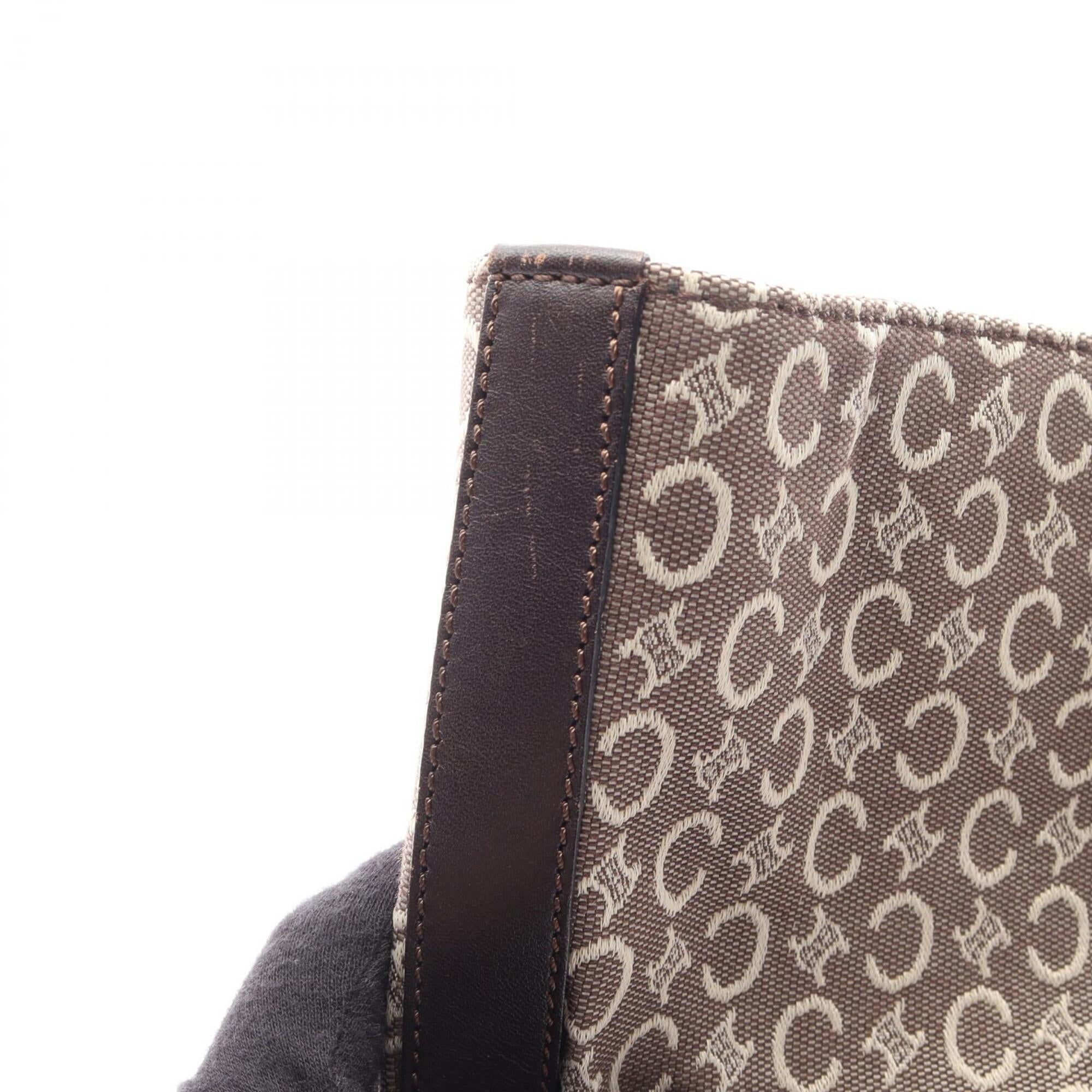 Celine Brown Ivory Canvas Leather Handbag Tote Bag (Pre-Owned)