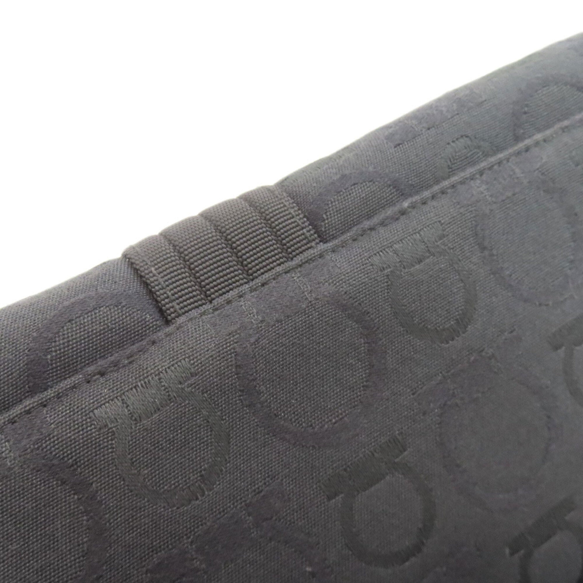 Salvatore Ferragamo Gancini Black Canvas Shoulder Bag (Pre-Owned)