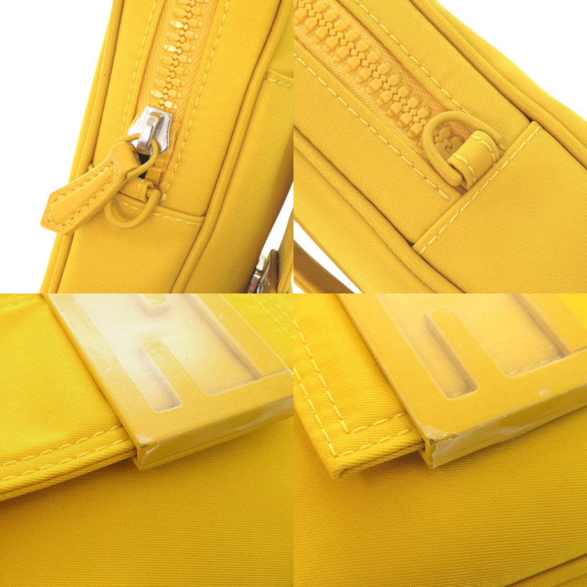 Fendi Yellow Nylon Pouch Shoulder Bag (Pre-Owned)