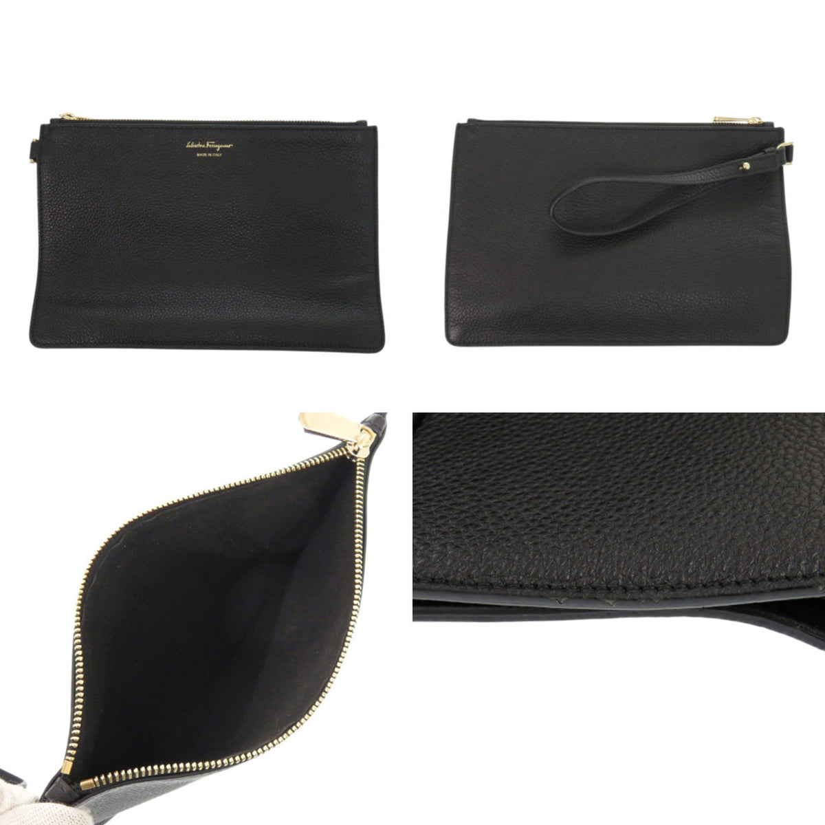 Salvatore Ferragamo Gancini Black Leather Tote Bag (Pre-Owned)