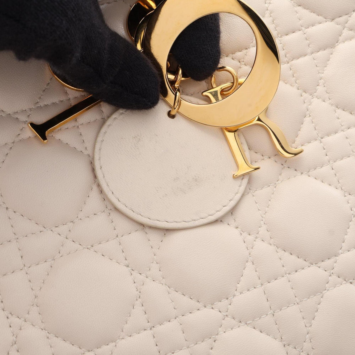 Christian Dior Lady Dior Ivory Leather Handbag (Pre-Owned)