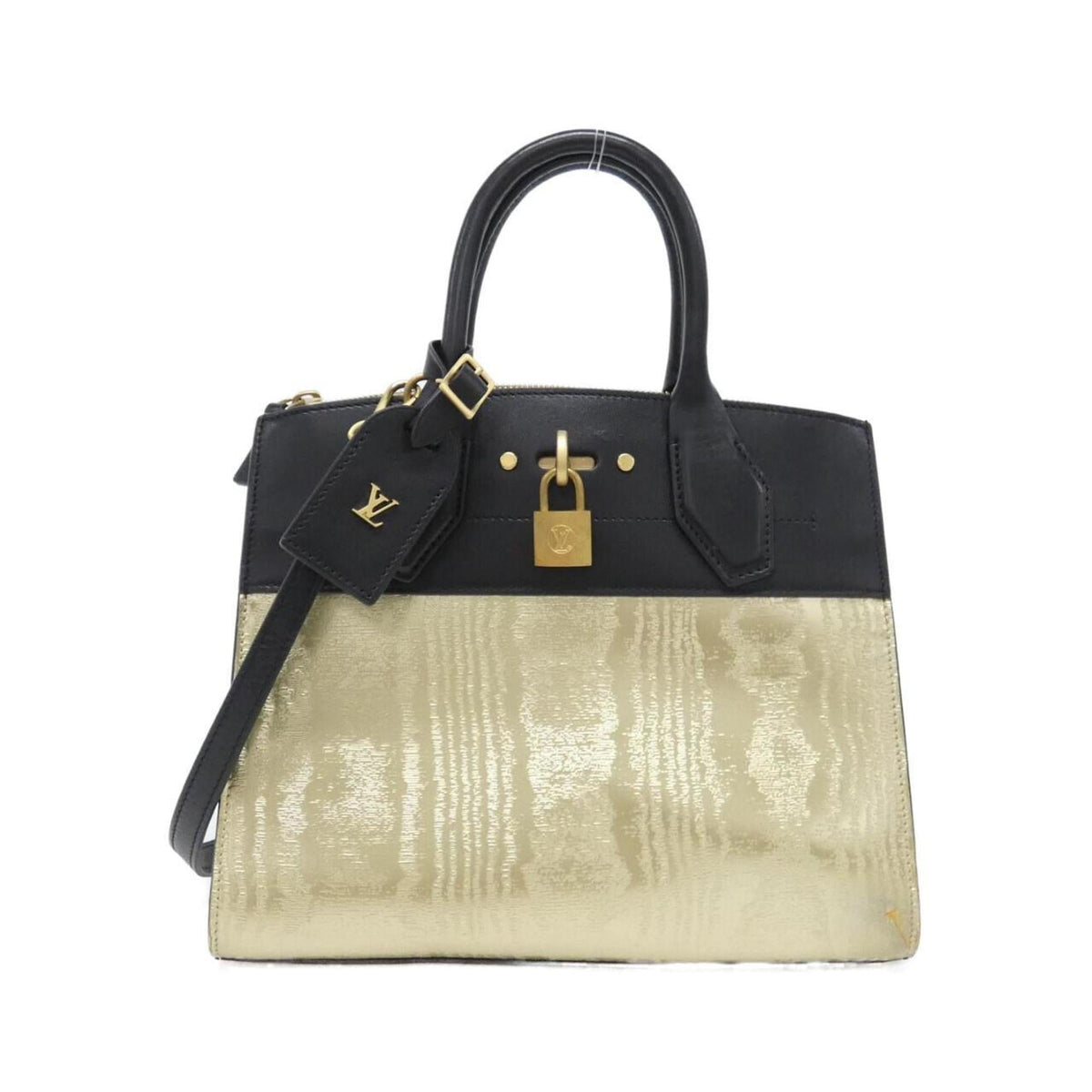 Louis Vuitton Black Gold Leather Handbag (Pre-Owned)
