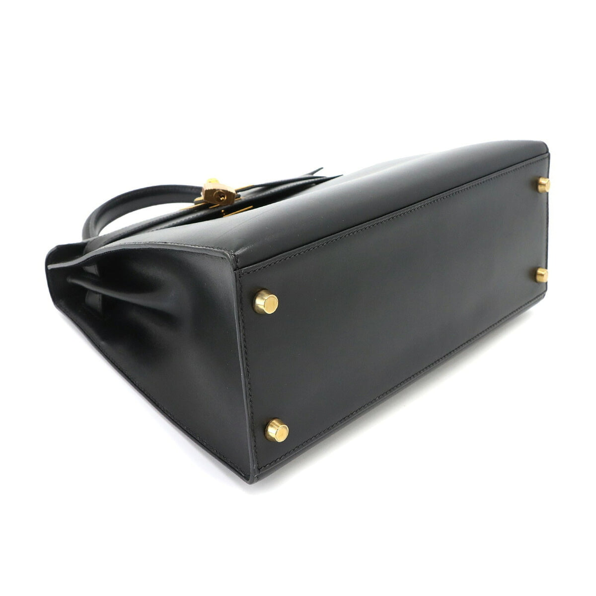Hermes Kelly Black Box Calf Leather Handbag (Pre-Owned)