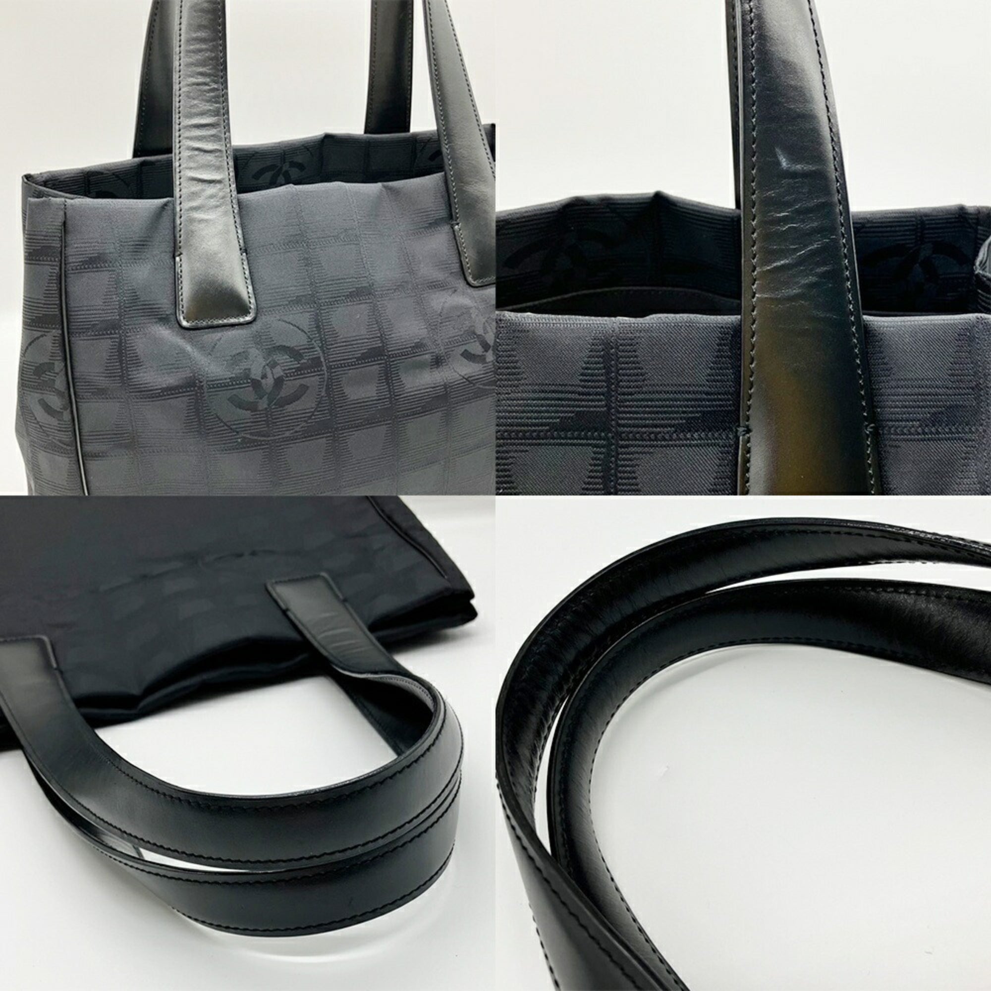 Chanel New Travel Line Black Nylon Leather Handbag Shoulder Bag (Pre-Owned)