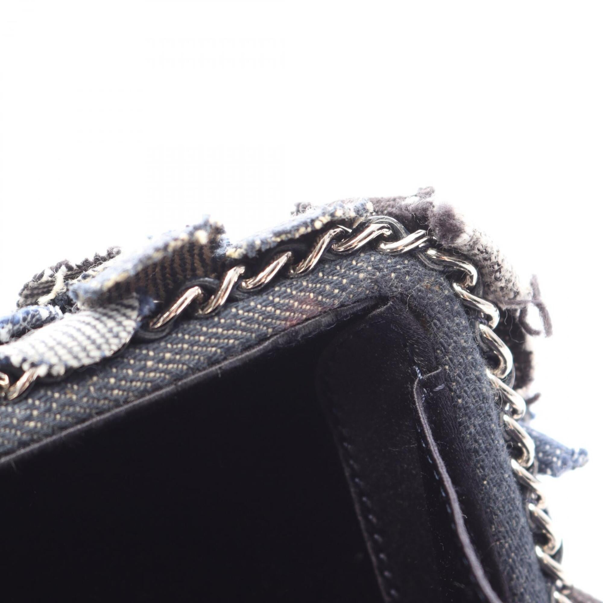 Chanel Camellia Black Navy Denim Handbag Shoulder Bag (Pre-Owned)