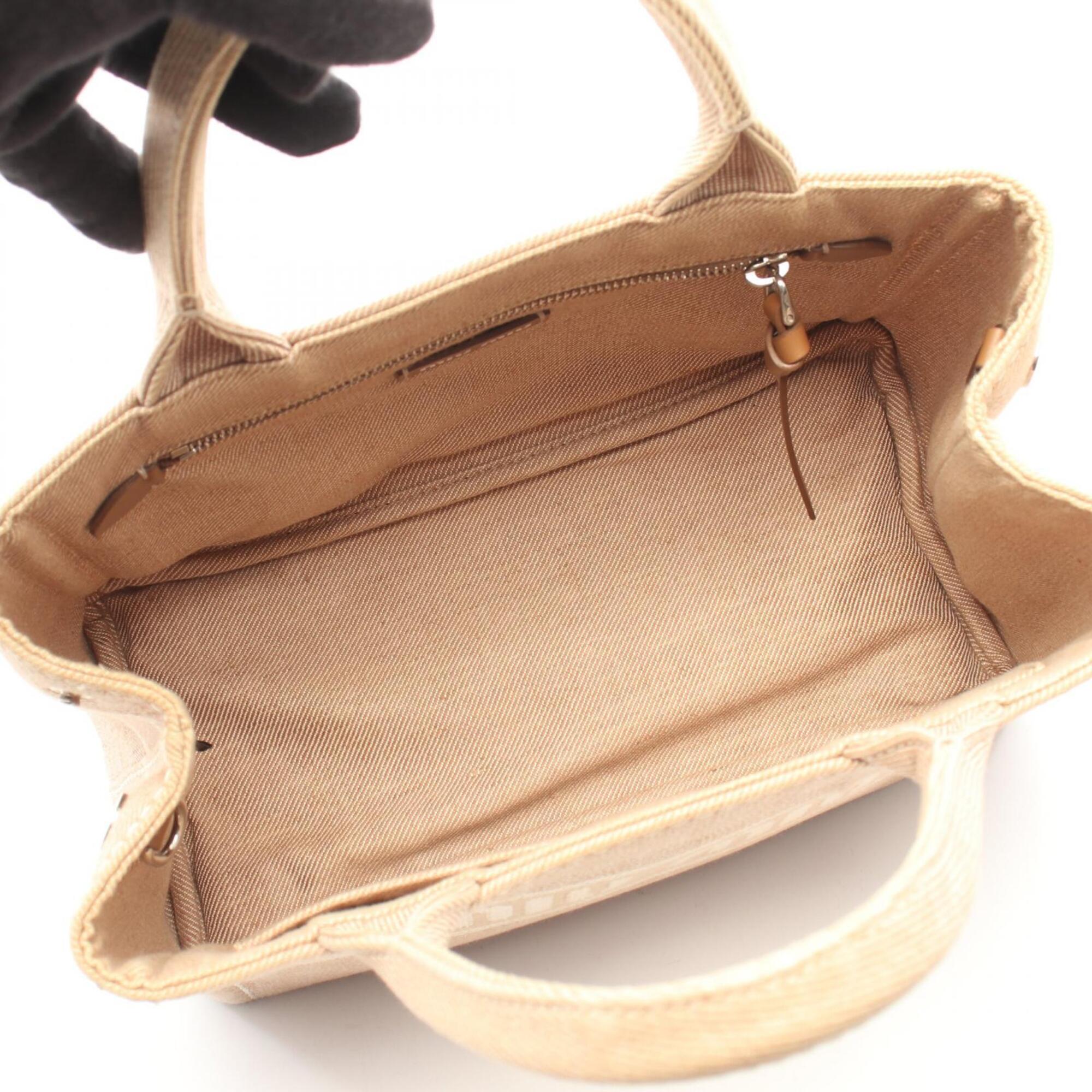 Miu Miu Beige Ivory Canvas Handbag Tote Bag (Pre-Owned)