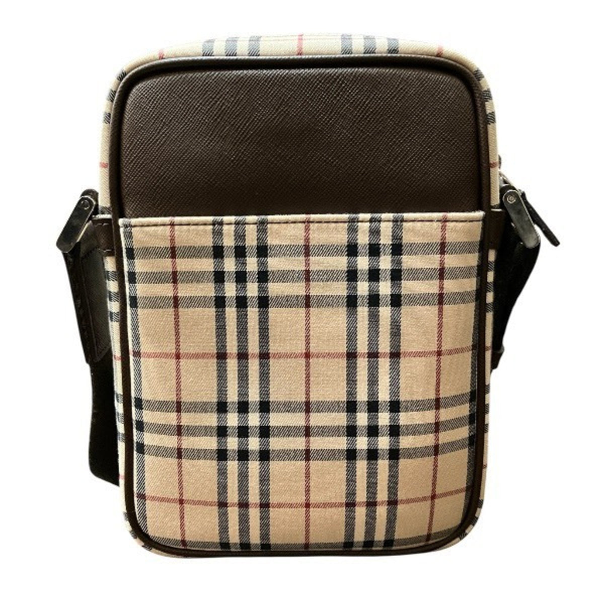 Burberry Beige Brown Canvas Leather Shoulder Bag (Pre-Owned)