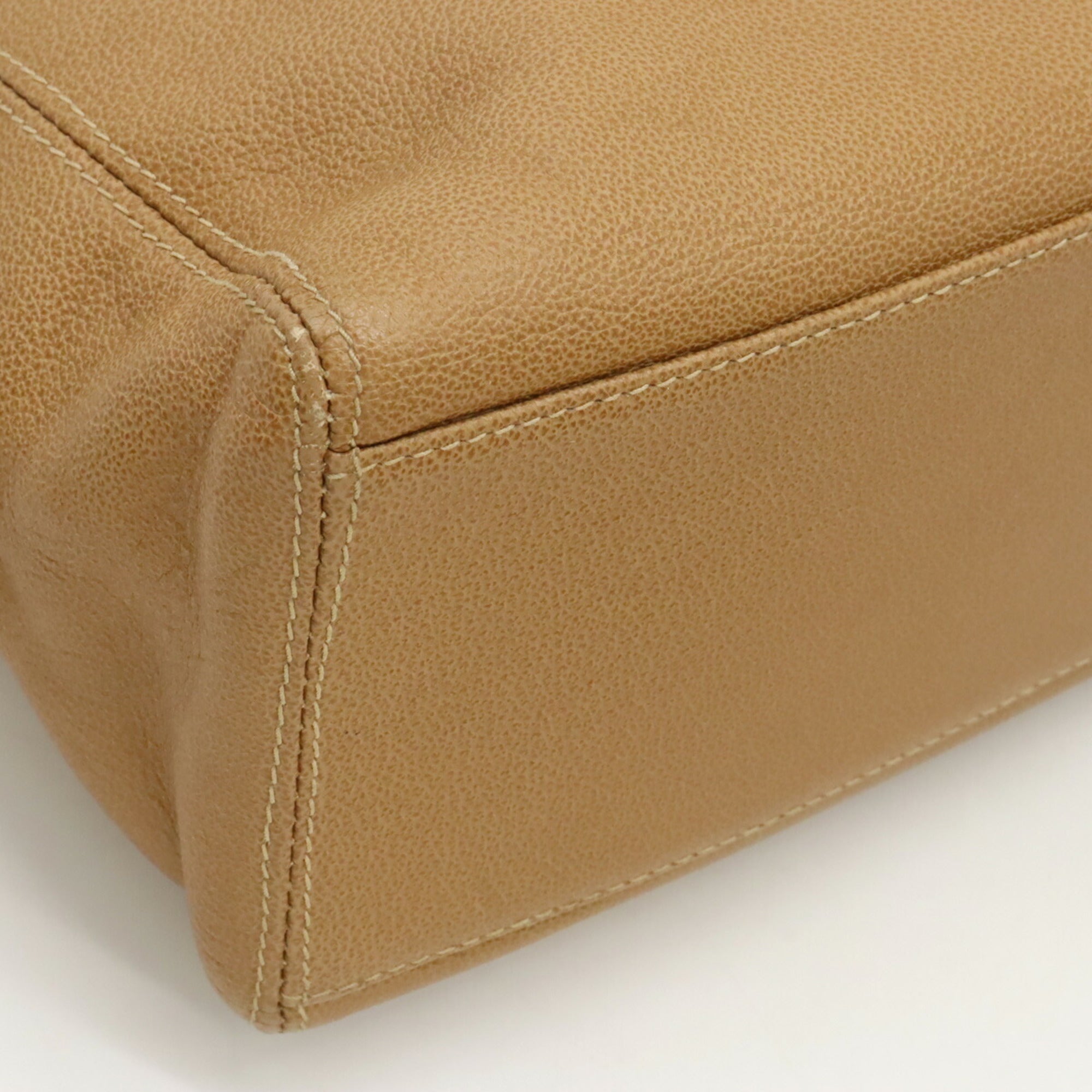Chanel Beige Brown Leather Shoulder Bag Tote Bag (Pre-Owned)
