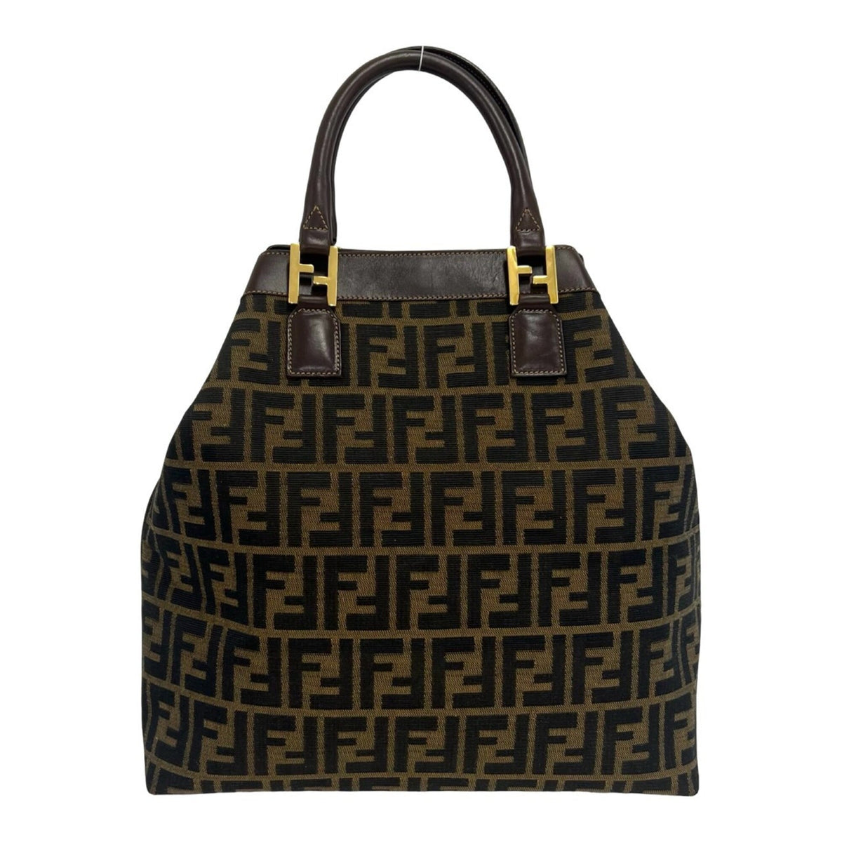 Fendi Brown Canvas Leather Handbag Tote Bag (Pre-Owned)
