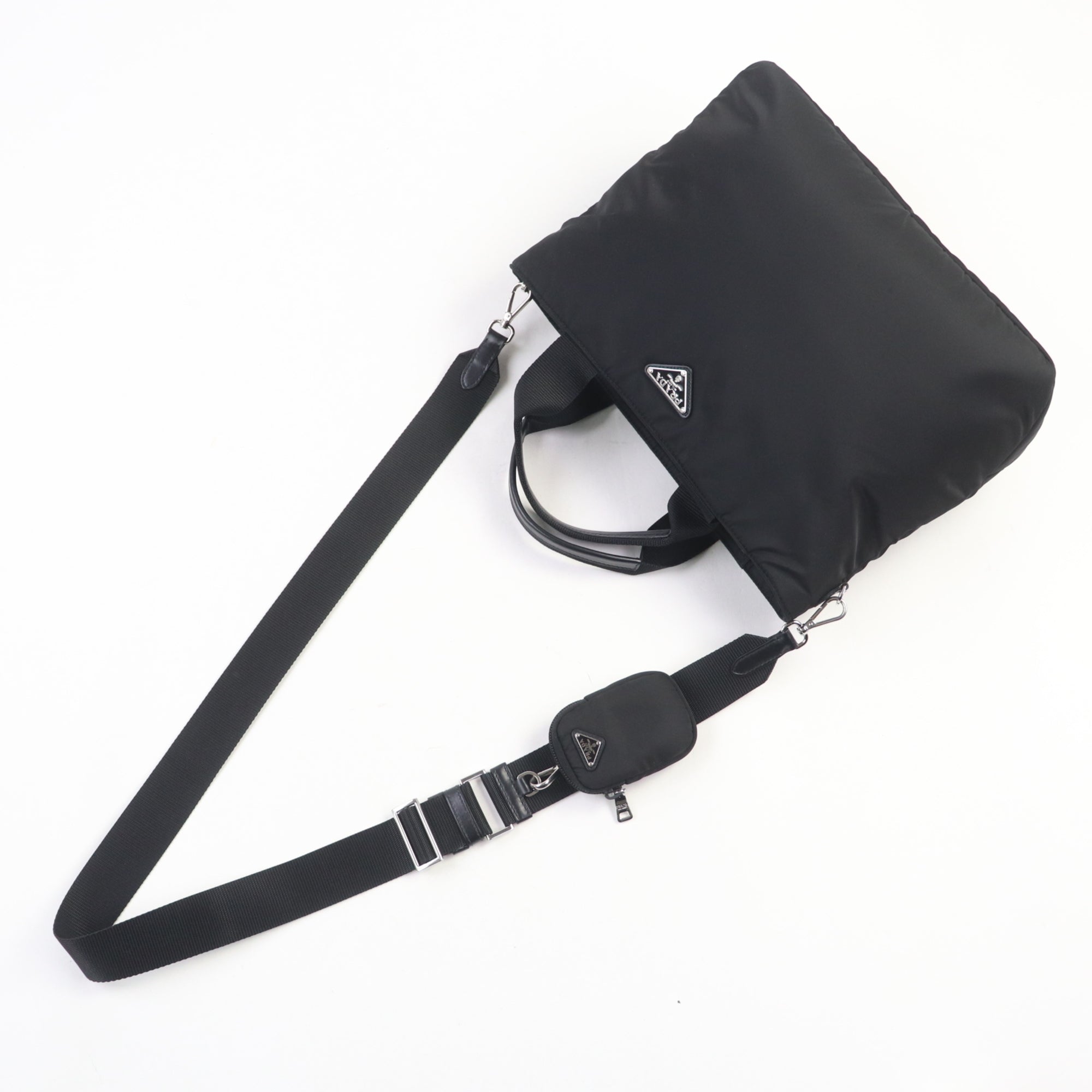 Prada Black Nylon Leather Handbag (Pre-Owned)