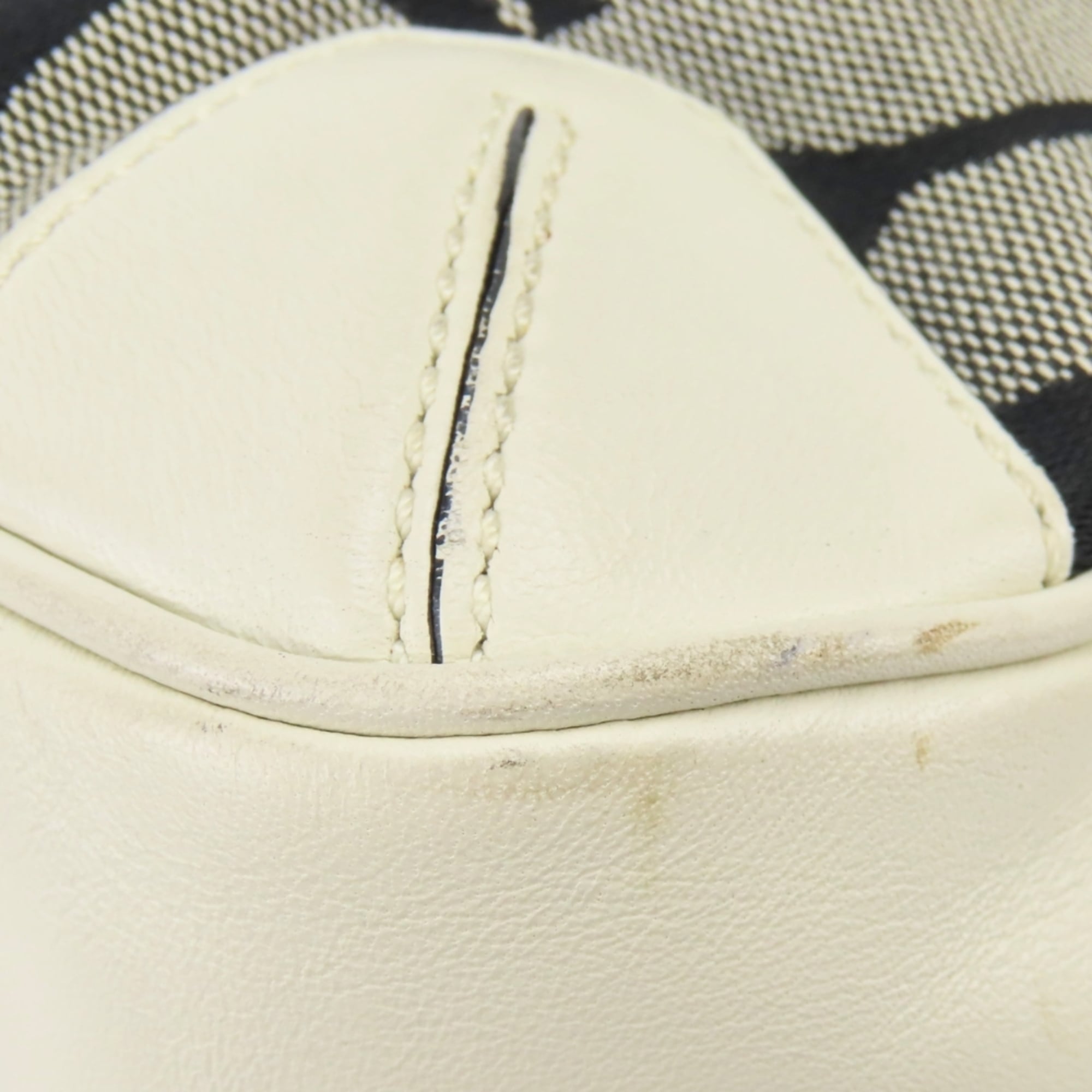 Coach Gray White Canvas Leather Tote Bag (Pre-Owned)