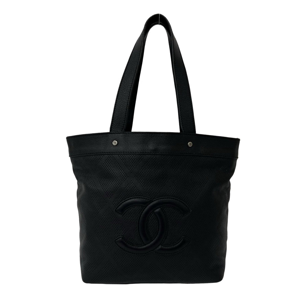 Chanel Black Leather Shoulder Bag Tote Bag (Pre-Owned)