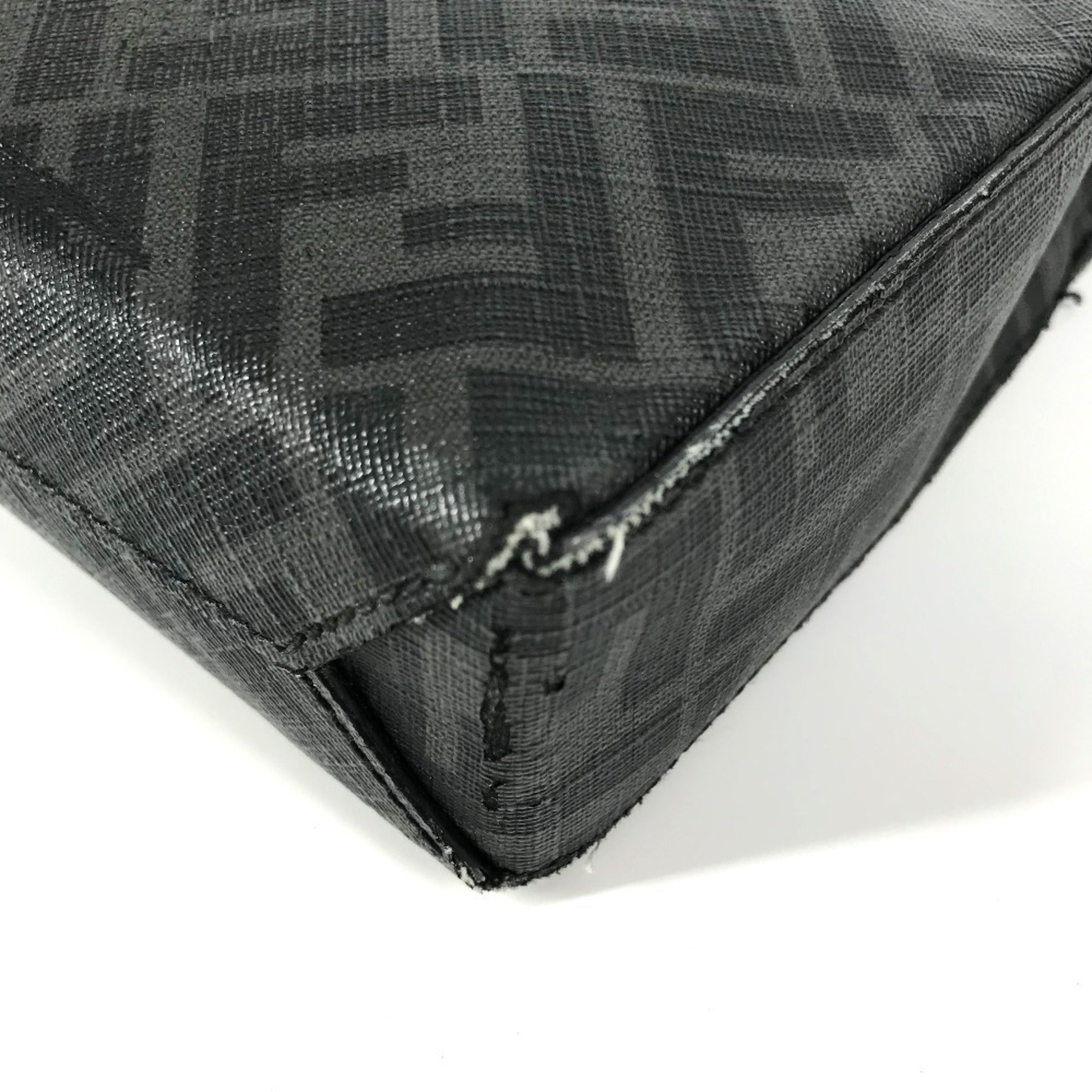 Fendi Zucca Black Gray Pvc Leather Clutch Bag (Pre-Owned)