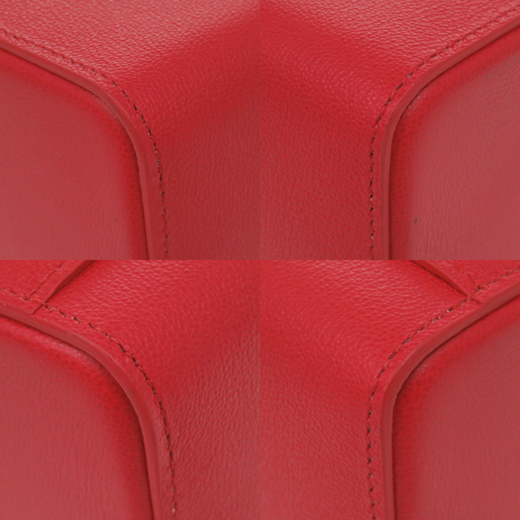 Bvlgari Red Color Leather Handbag Vanity Bag (Pre-Owned)