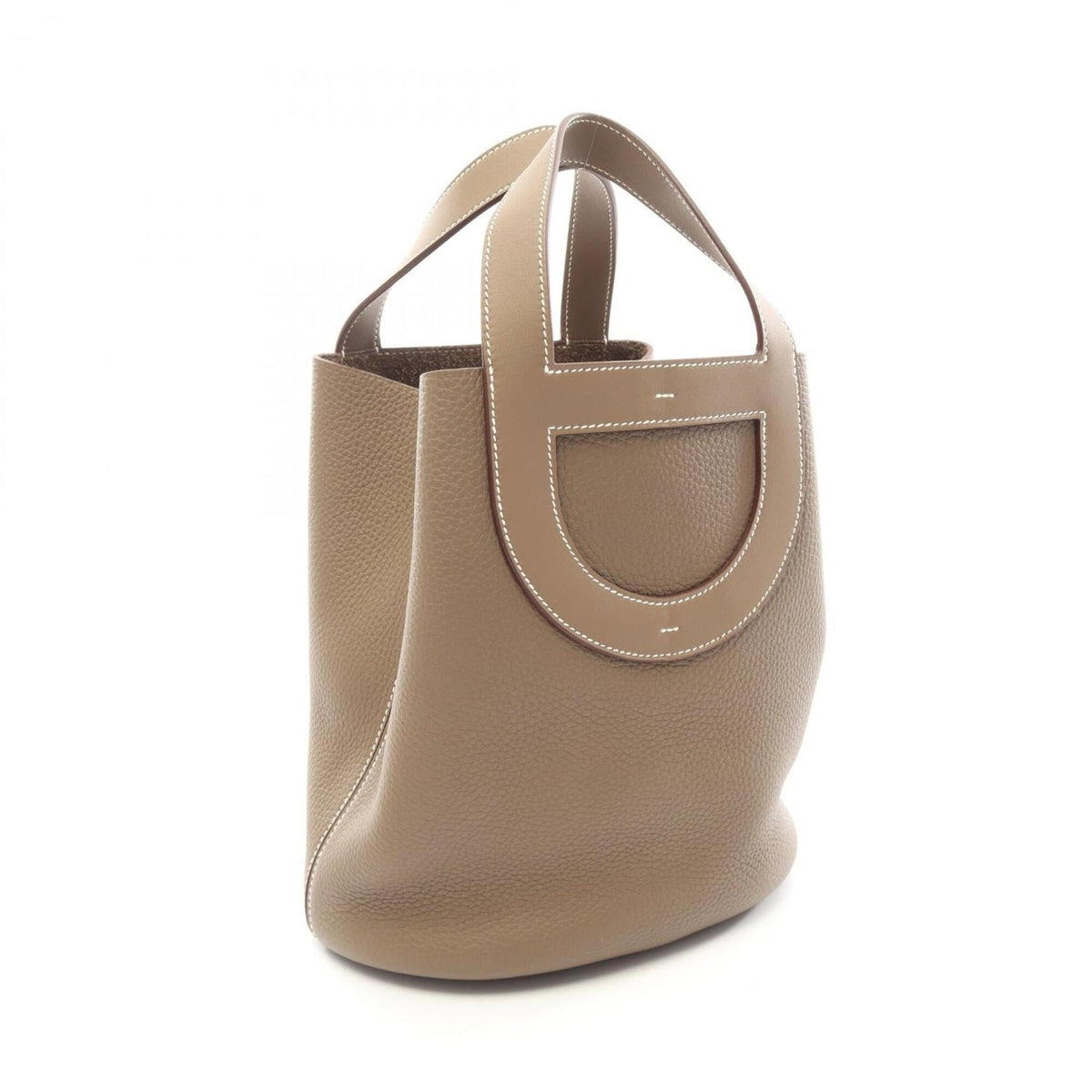 Hermes Etoupe Gray Gray Taurillon Clemence Leather Leather Swift Leather Handbag (Pre-Owned)